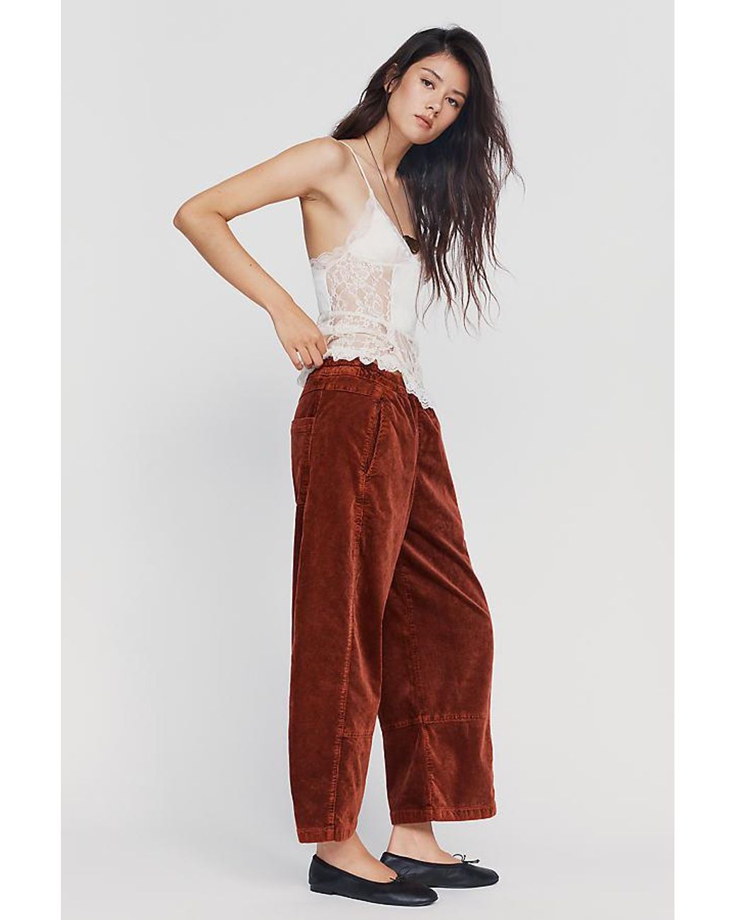 Pilcro Red The Izzie Relaxed Pull-On Barrel Trousers By Corduroy Edition