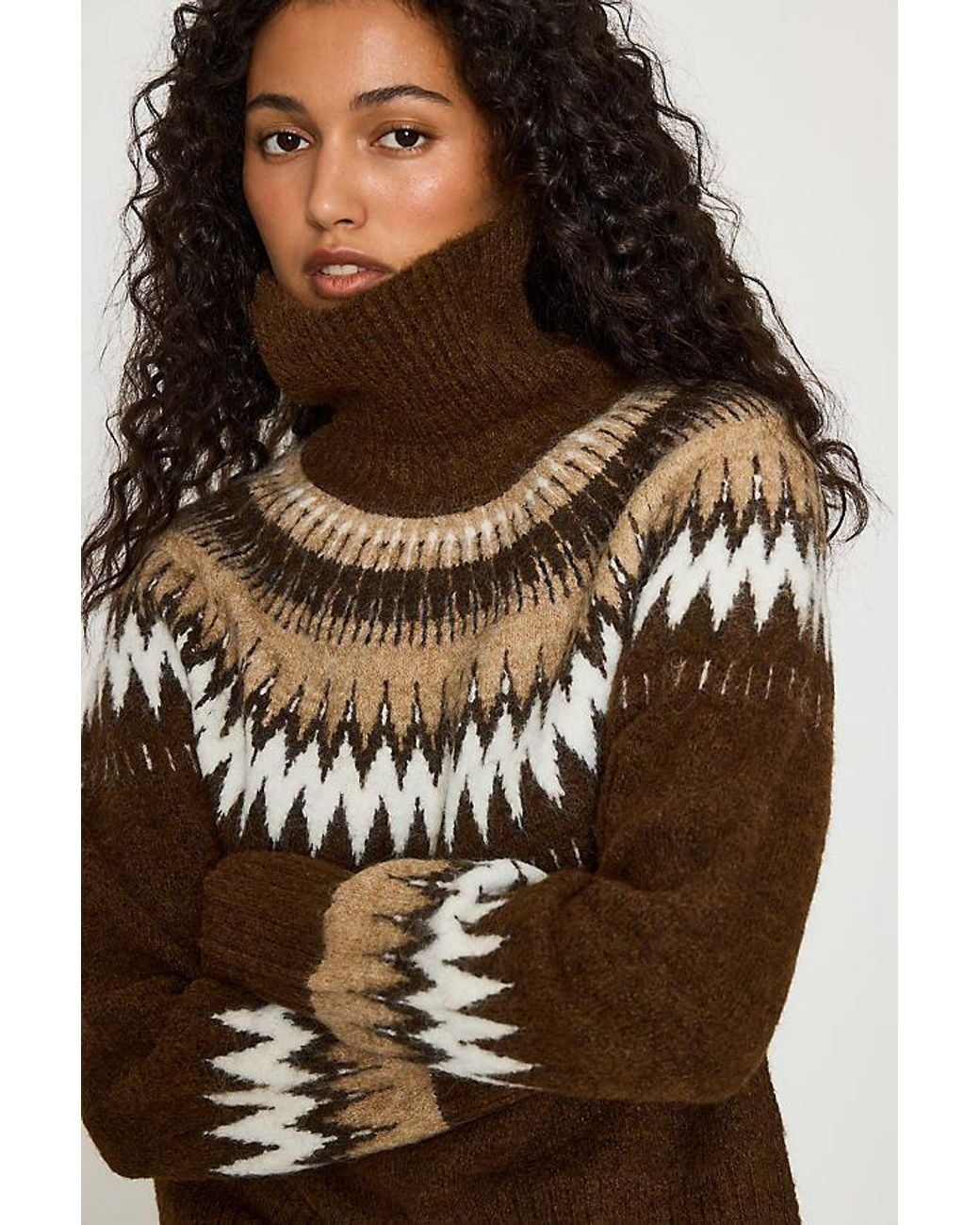 ALIGNE Brown Dakota Fair Isle Jumper