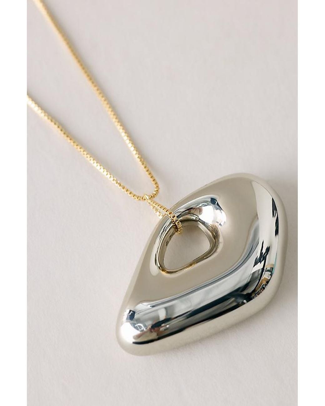 Anthropologie Black Sculptural Metal Pendant Necklace
