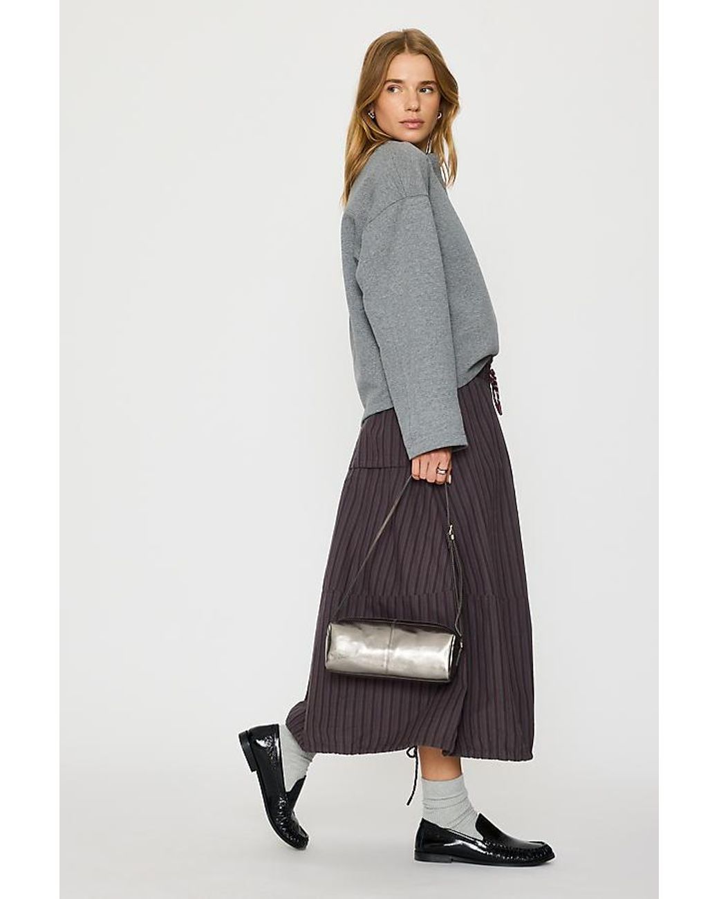 Damson Madder Gray Lainey Puffball Midi Skirt