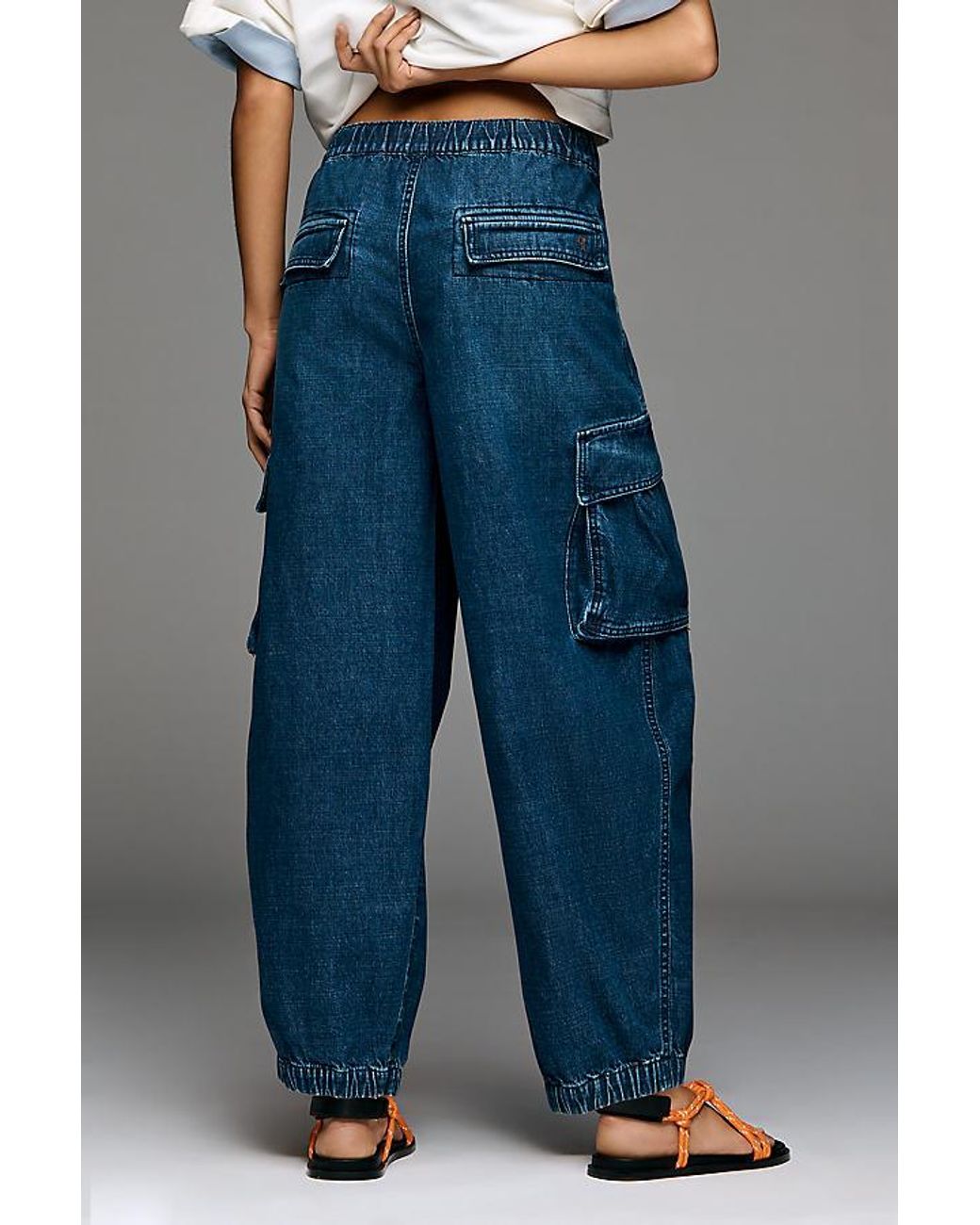 Pilcro Blue Victoire High-Rise Cargo Jogger Jeans