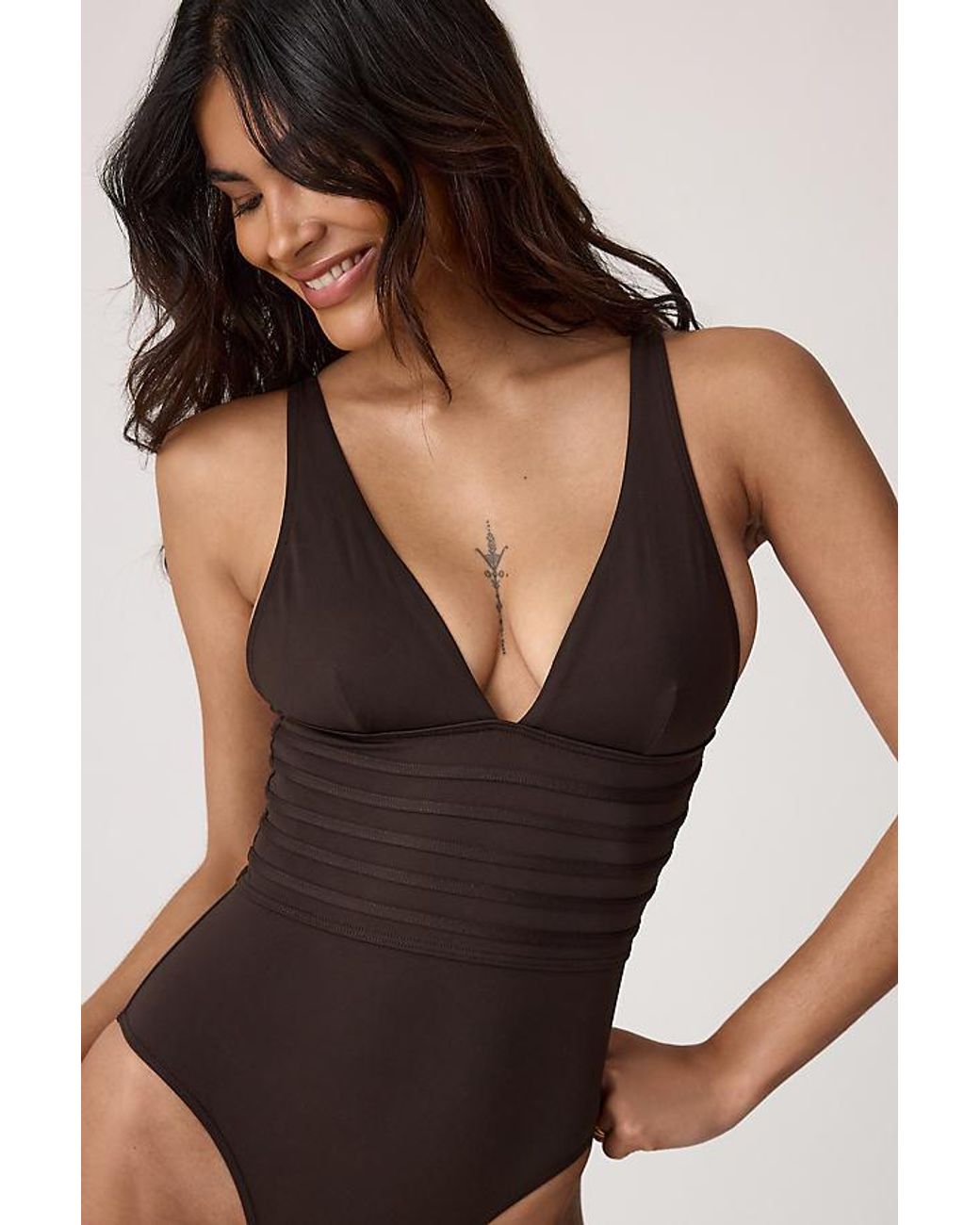Sea Level Black Plunge One-Piece Swimsuit