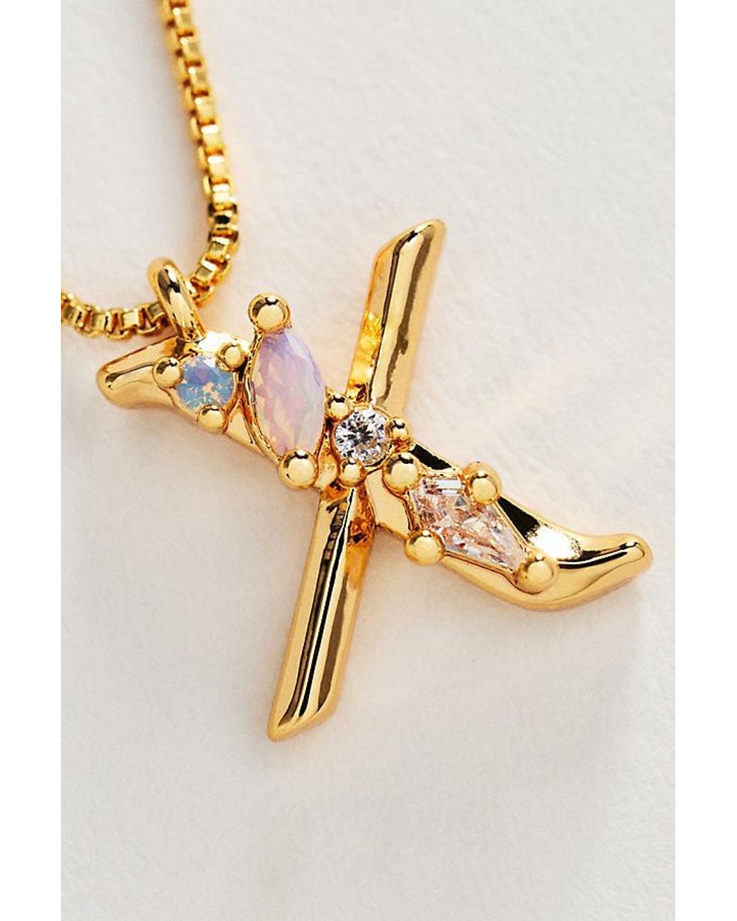 By Anthropologie Metallic Crystal Initial Necklace