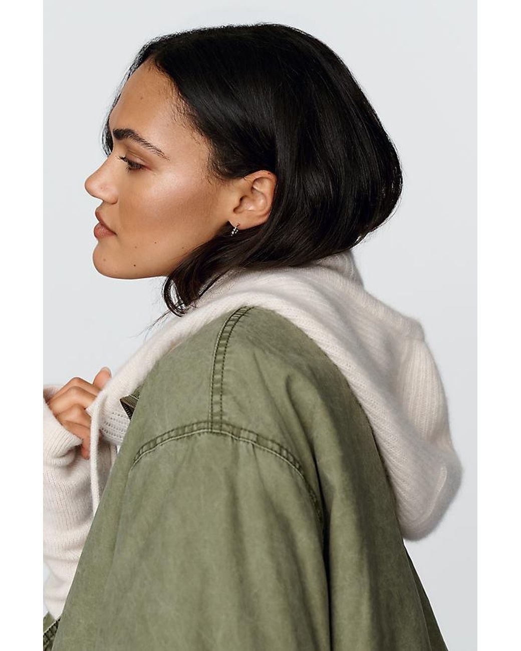 By Anthropologie Blue 100% Cashmere Ribbed Hood