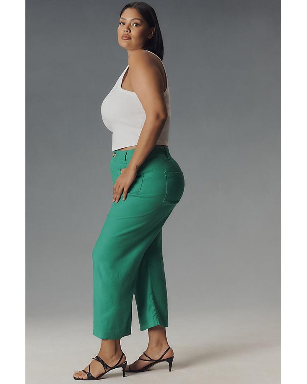 Maeve Multicolor The Colette Cropped Wide-Leg Trousers By Linen Edition