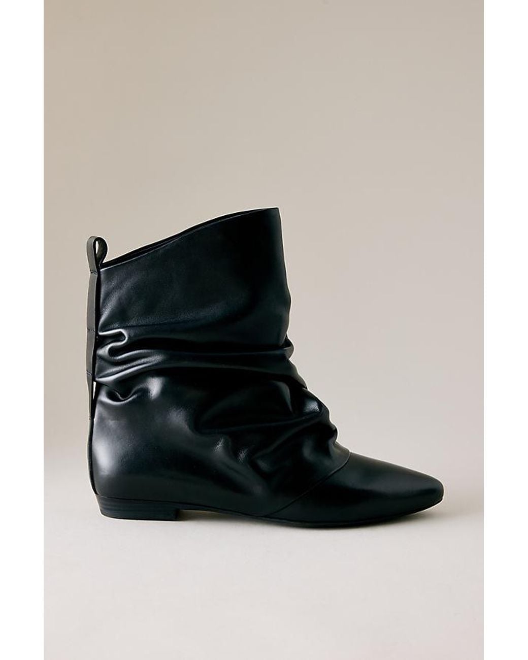 Bronx Black Kendr-A Fold Over Leather Ankle Boots