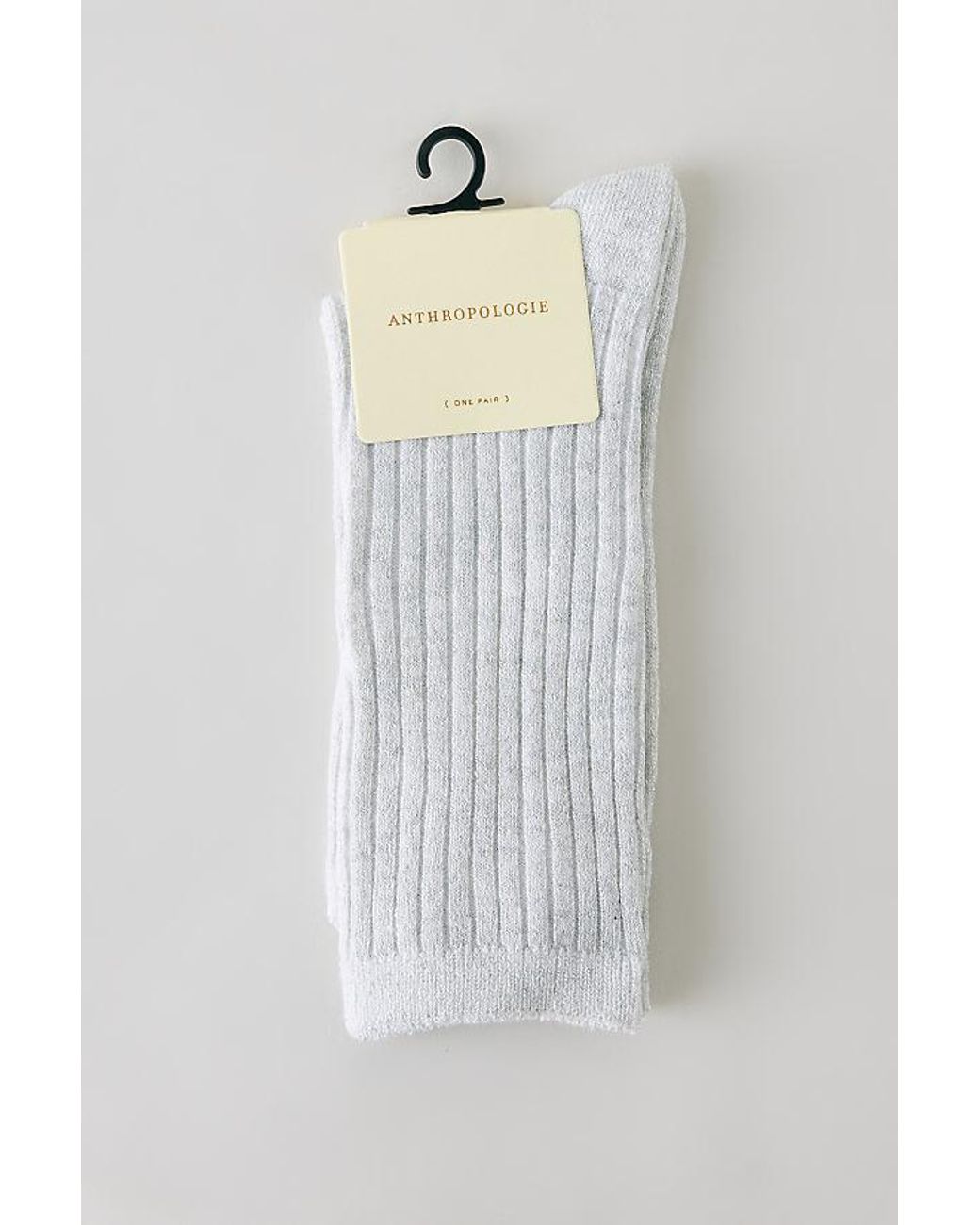 By Anthropologie Gray Metallic Ribbed Trouser Socks