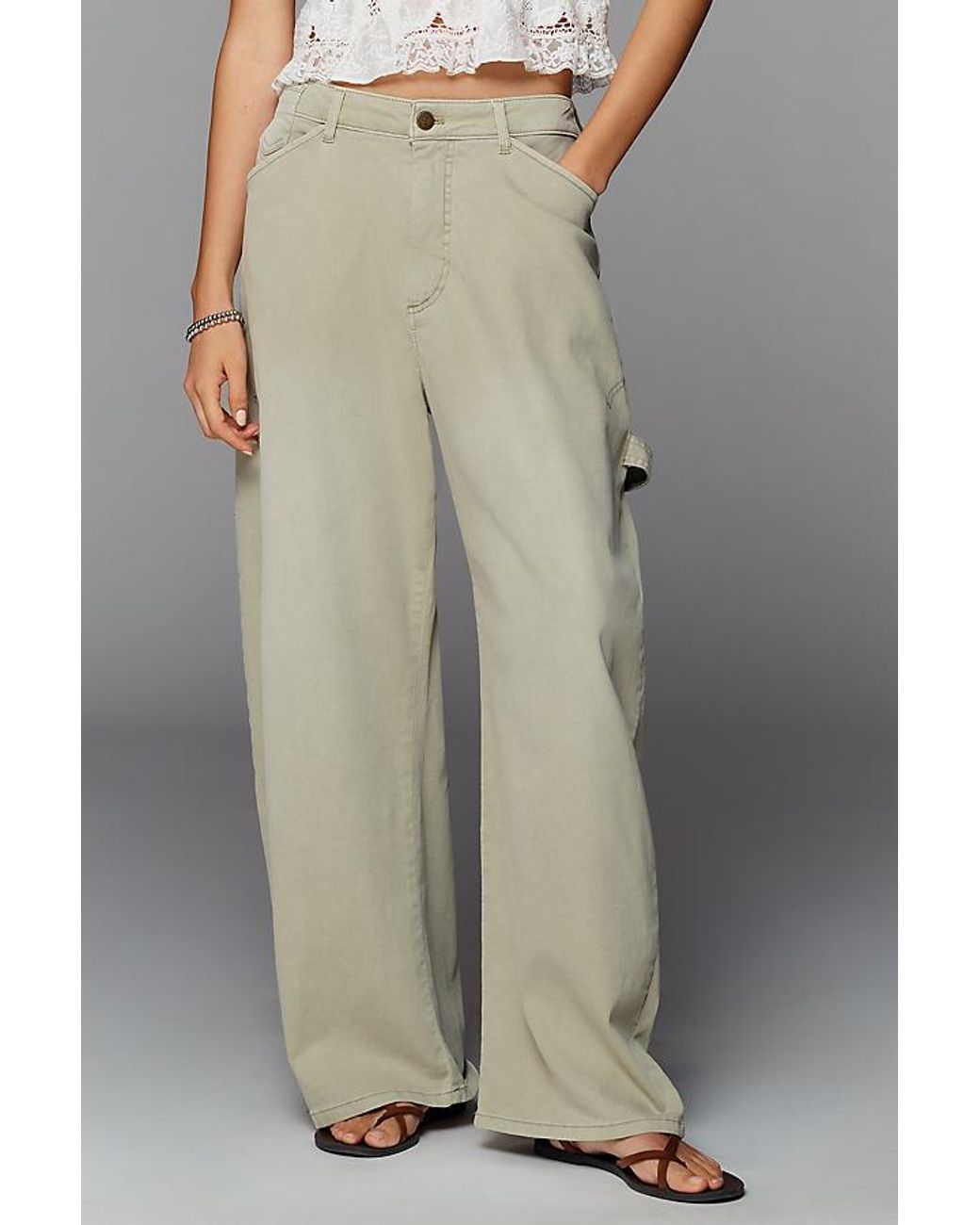 Pilcro Gray The Kayden High-Rise Carpenter Barrel Trousers By