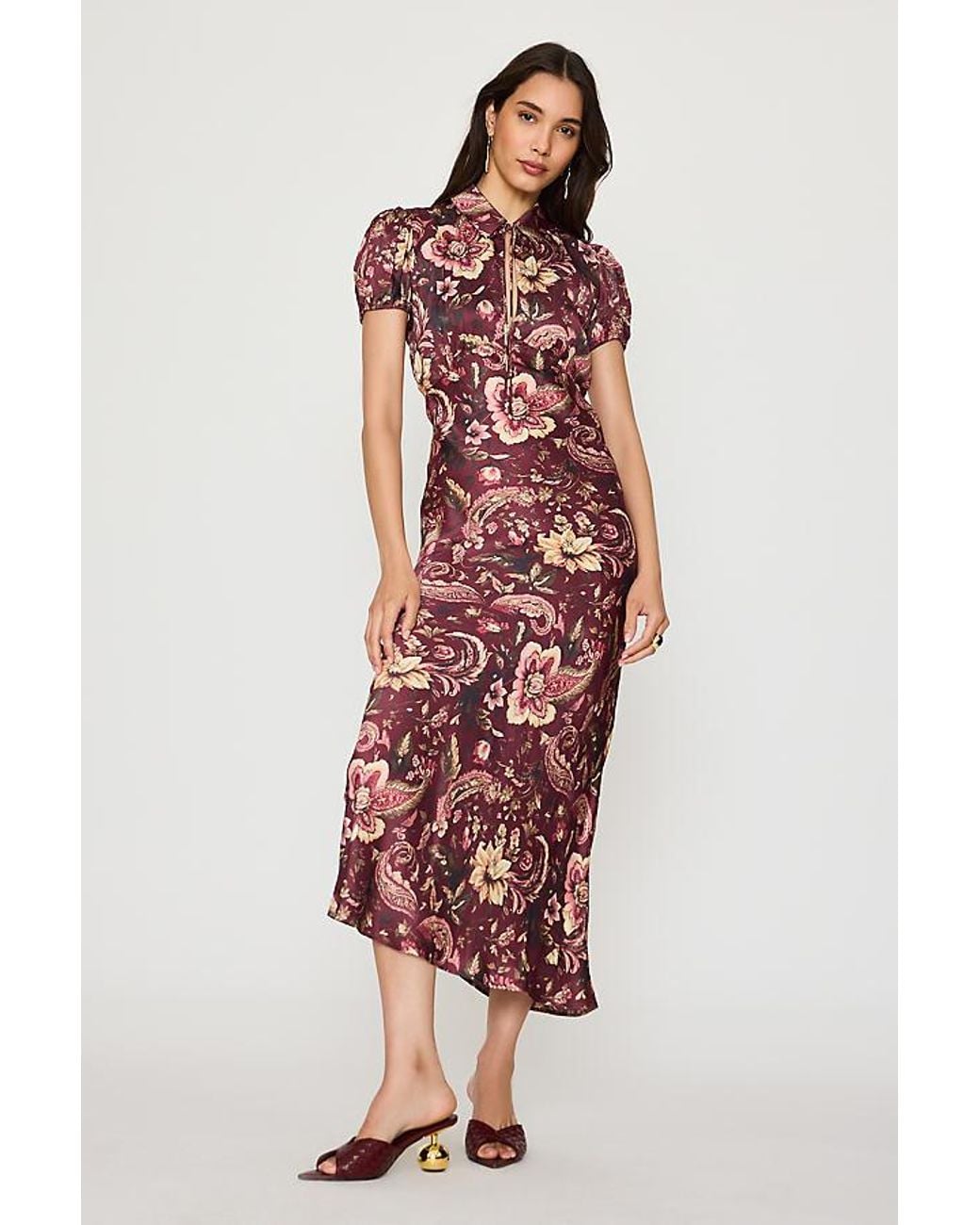 By Anthropologie Collared Satin Midi Dress