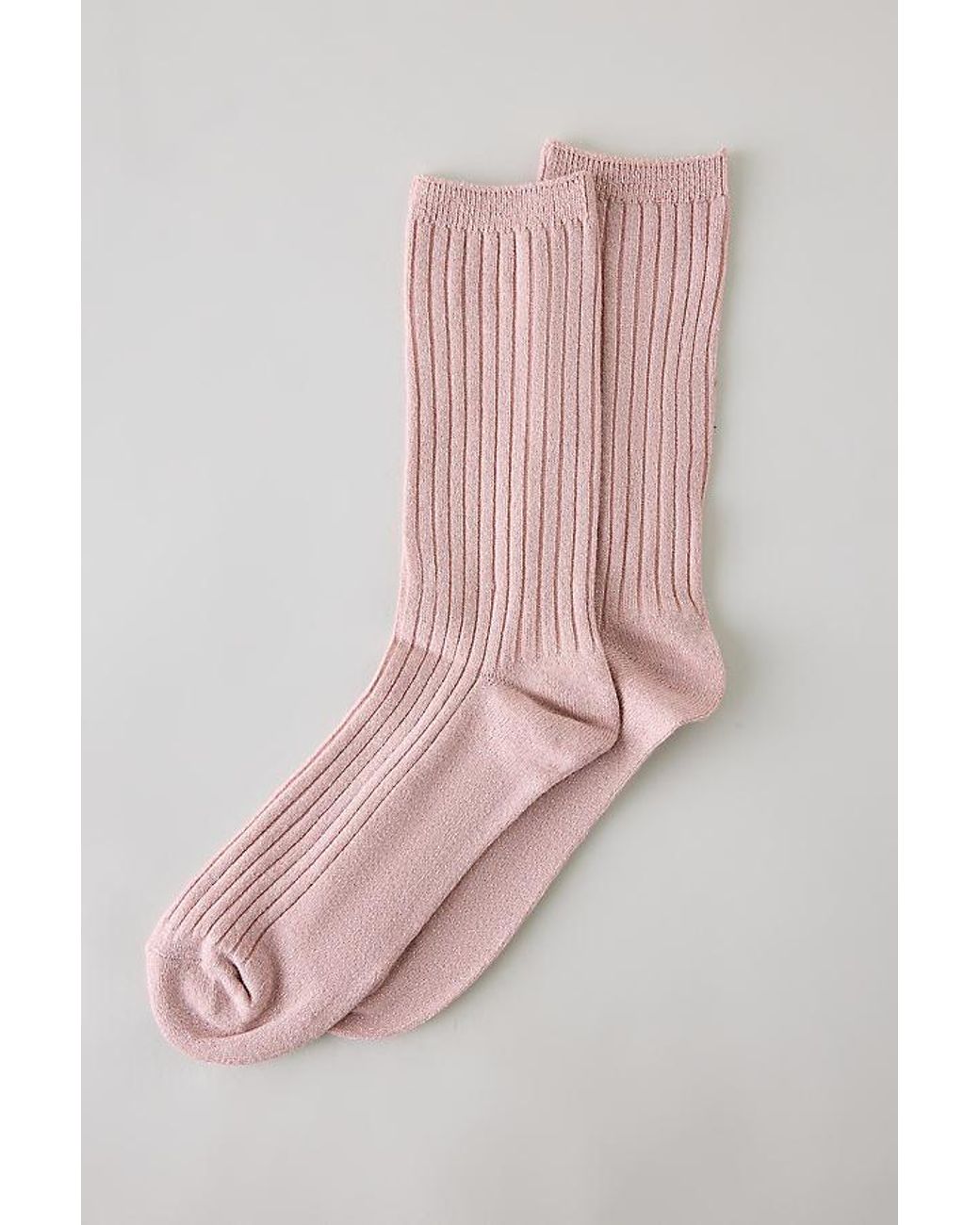 By Anthropologie Pink Metallic Ribbed Trouser Socks
