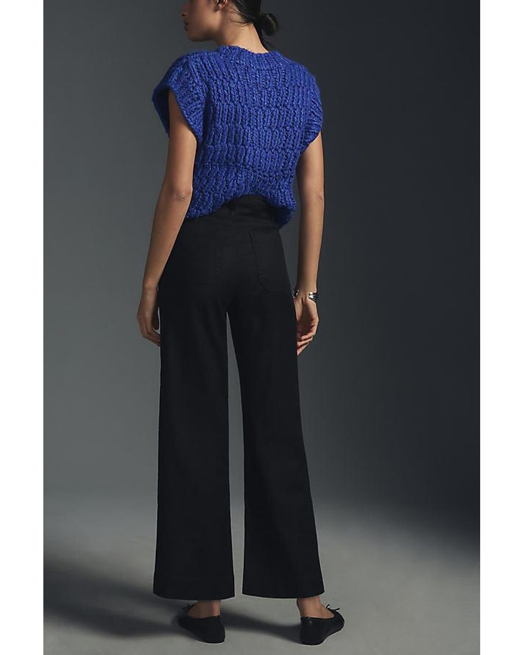 Maeve Blue The Colette Cropped Wide-Leg Trousers By Linen Edition