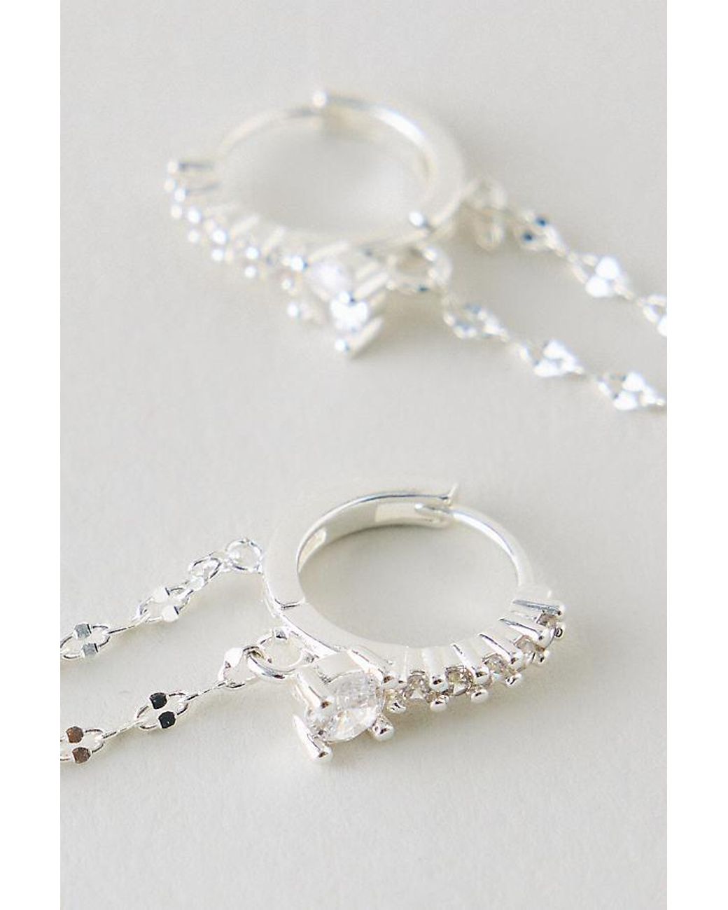 By Anthropologie Metallic Sparkle Chain Drop Huggie Hoop Earrings