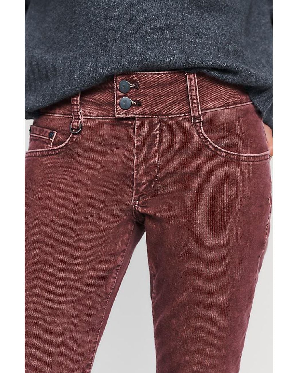Pilcro Blue Billy Cord Low-Rise Bootcut Trousers