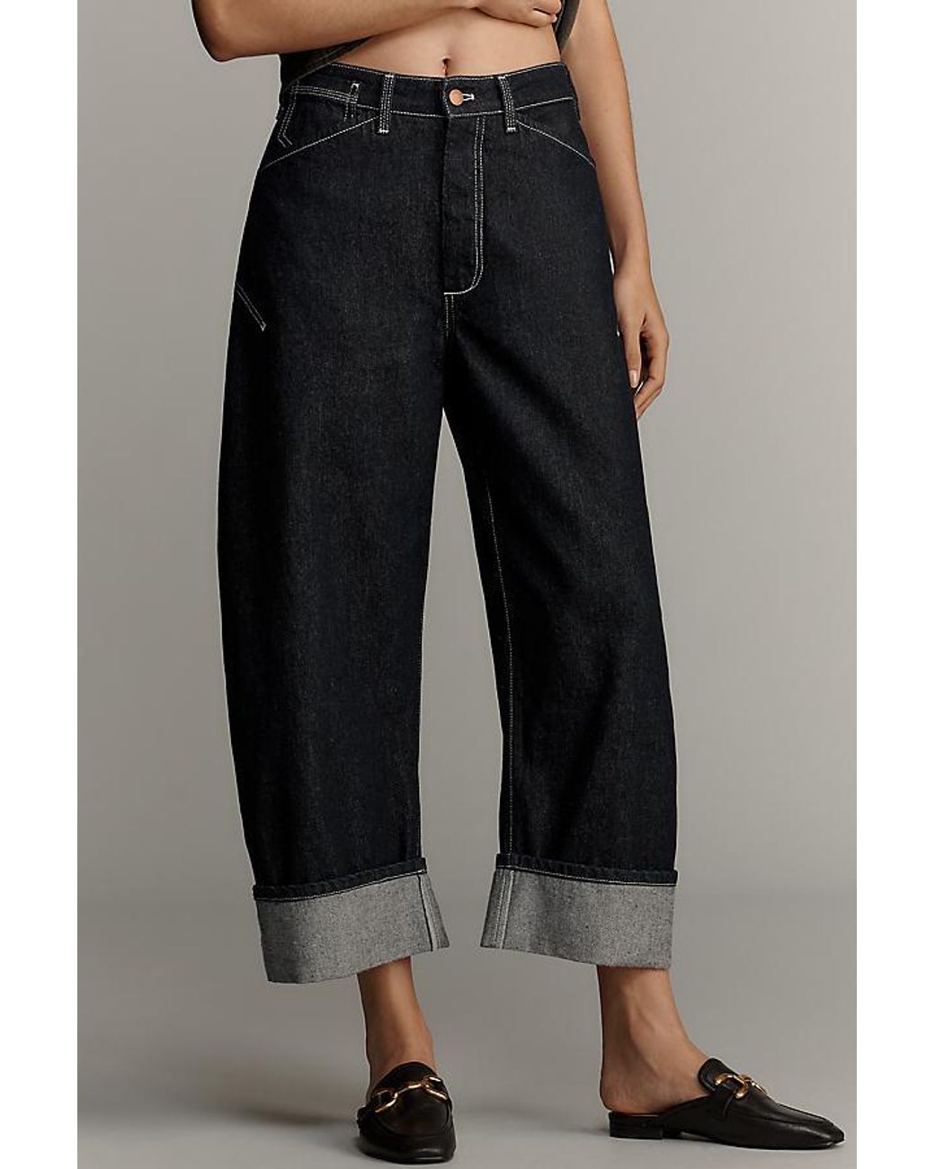 Pilcro Blue The Kayden High-Rise Carpenter Barrel Jeans By