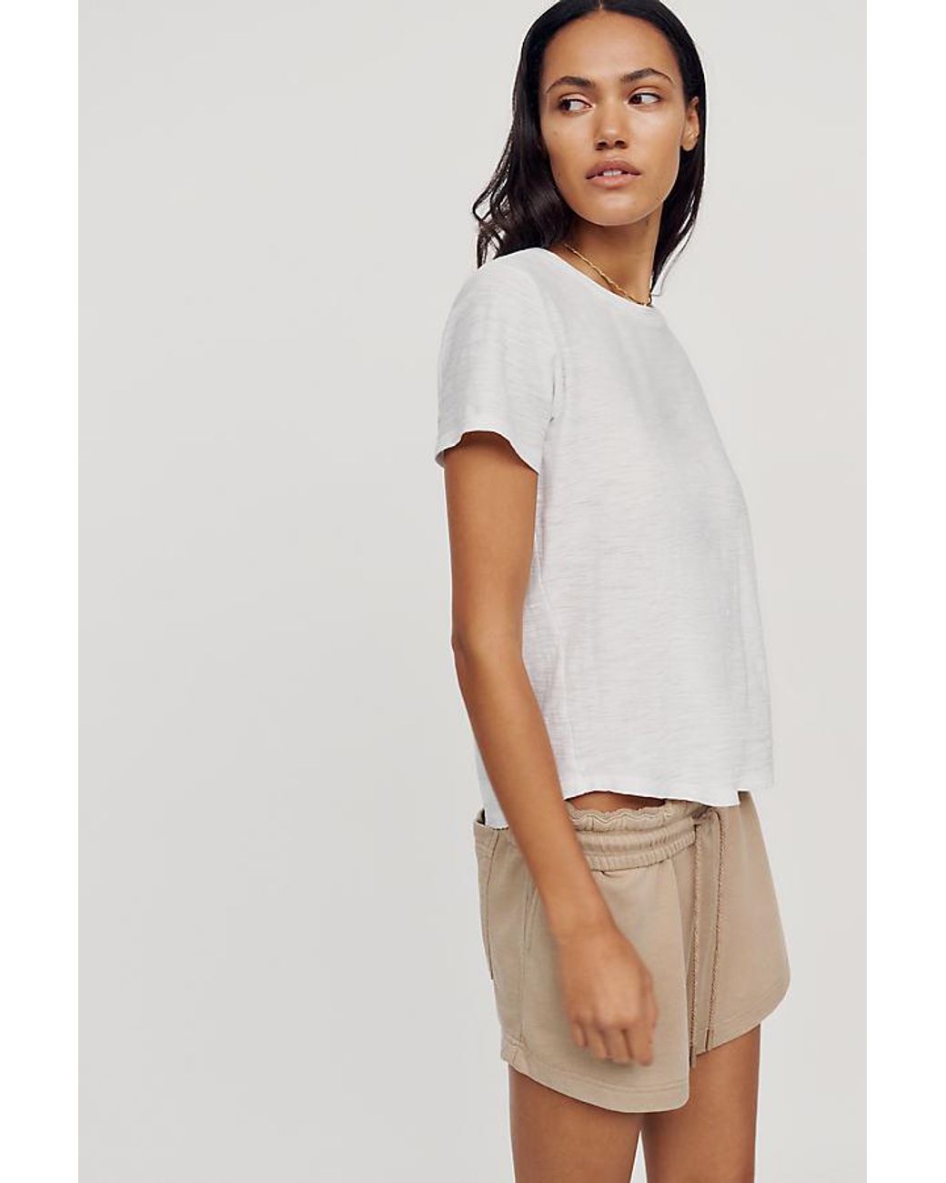 Pilcro Gray The Bennie Slim Crew Neck Cotton-Slub T-Shirt By
