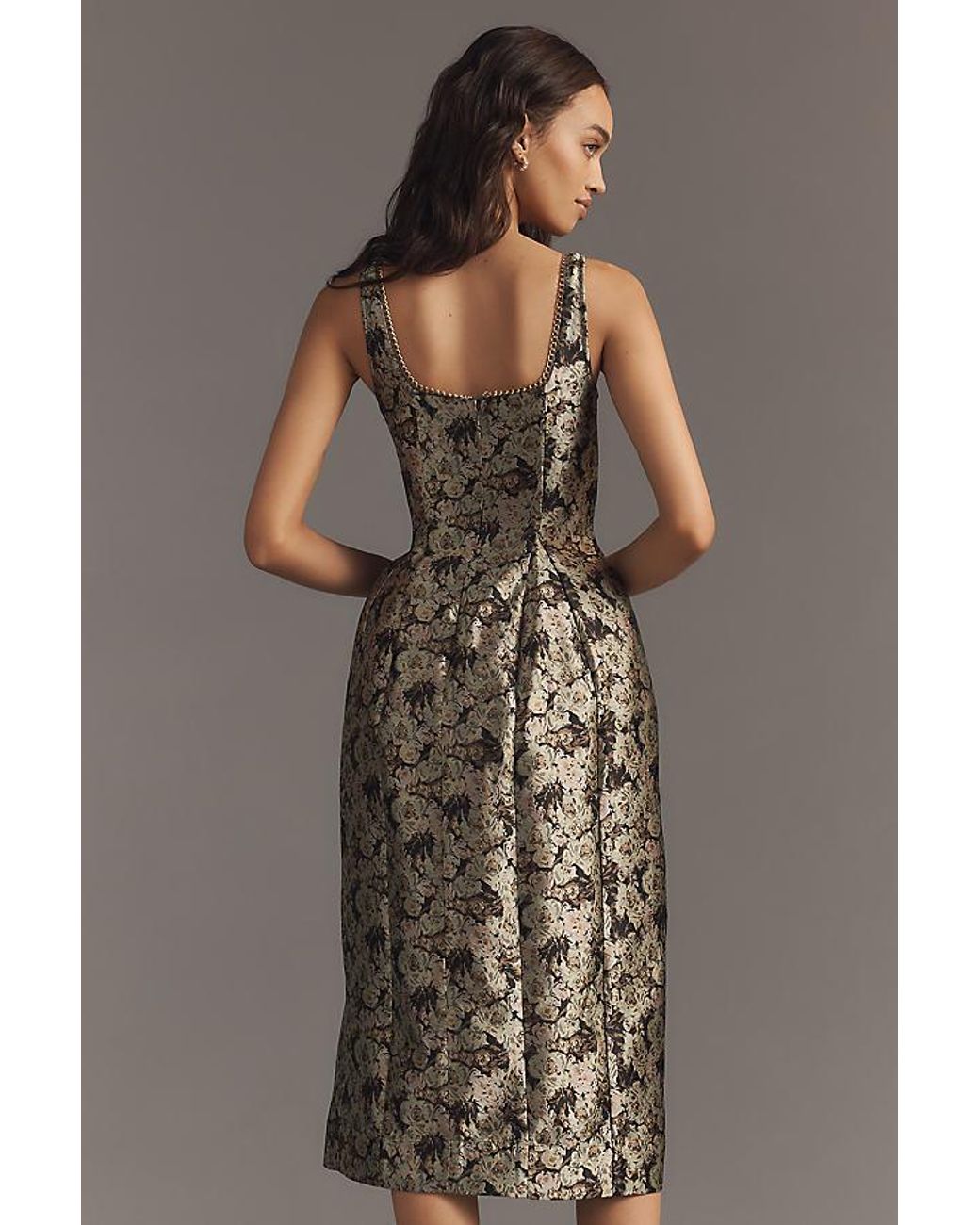 knee length dresses for ladies Maeve Pleated Midi Dress: Floral Midi Dress, Sundress, Plisse Dress, Blue  Midi, Green Midi, Summer Dress main image 0