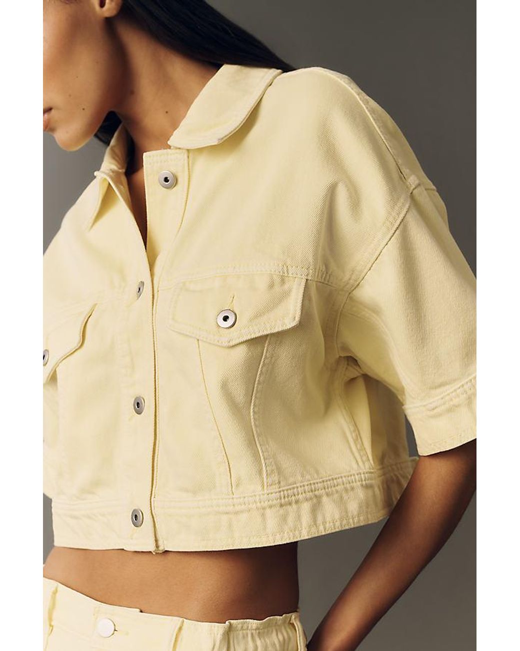 Pilcro Natural Regenerative Cotton Cropped Denim Jacket