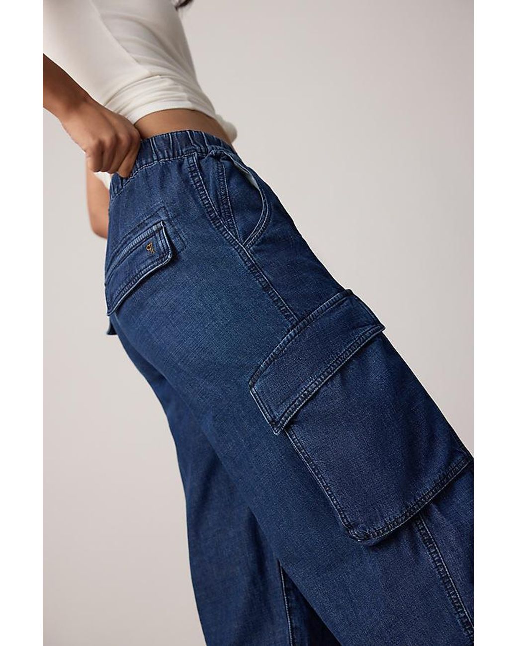 Pilcro Blue Victoire High-Rise Cargo Jogger Jeans