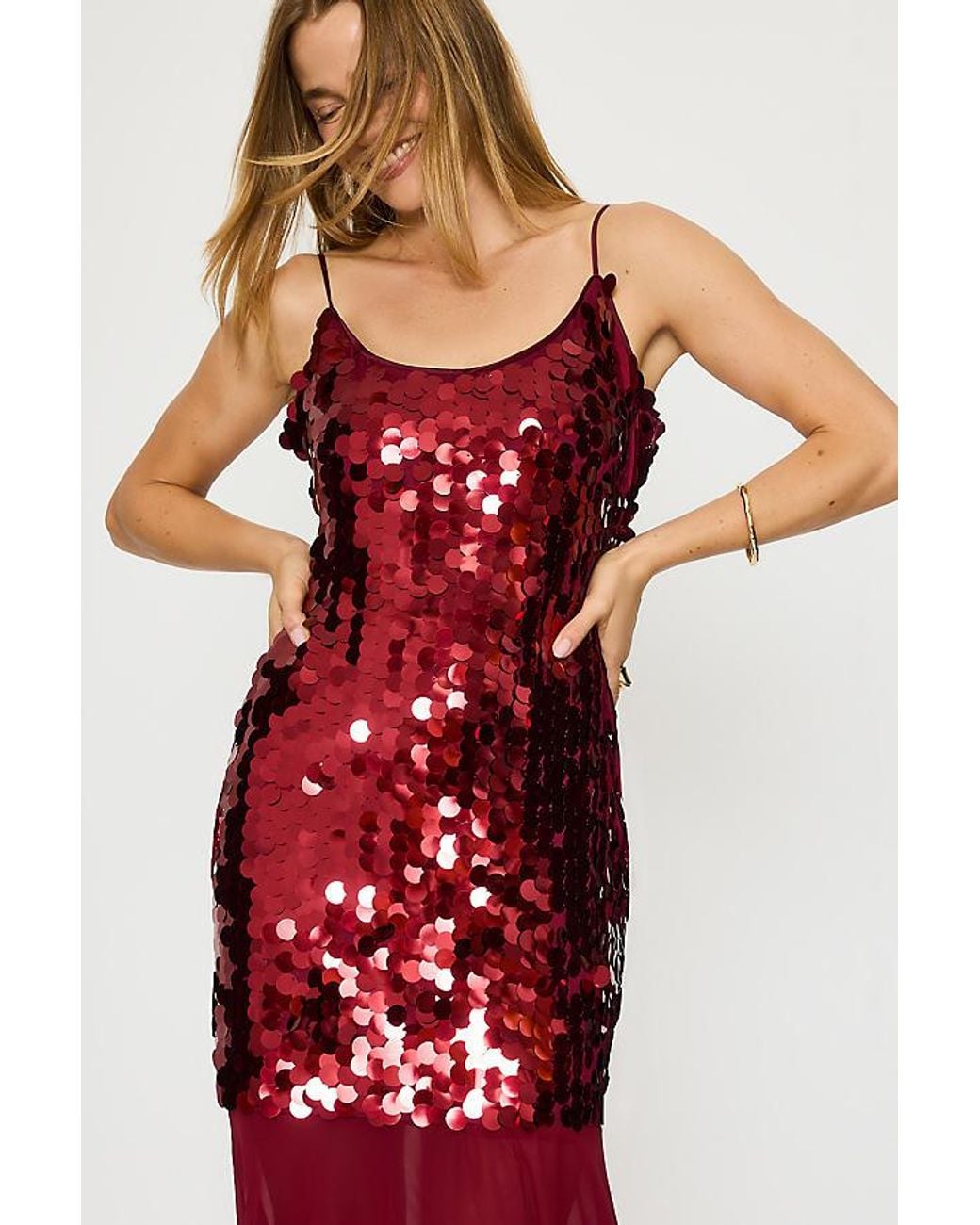 Never Fully Dressed Red Sleeveless Sequin Maxi Dress