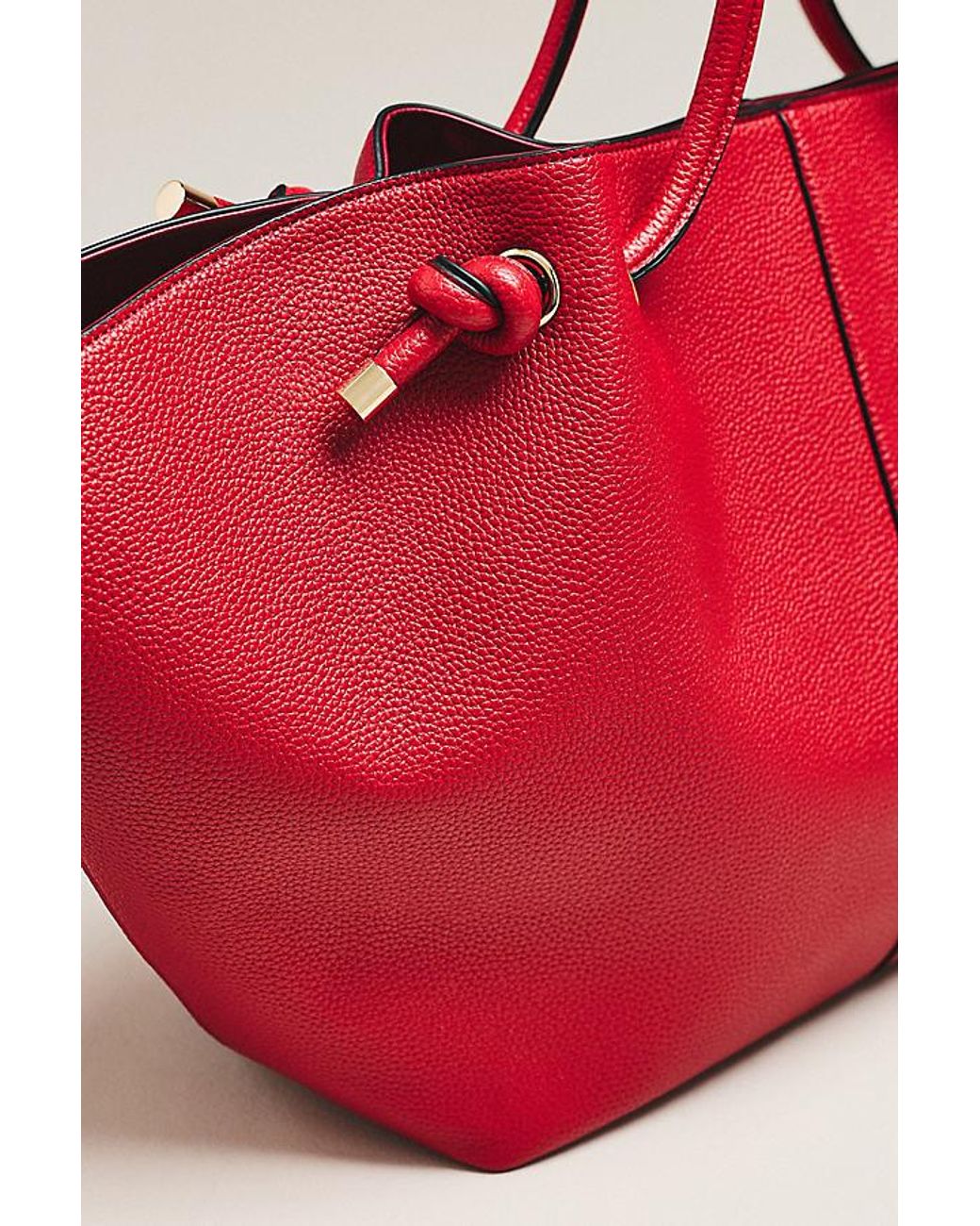 Maeve Red Pebbled Faux-Leather Tote Bag