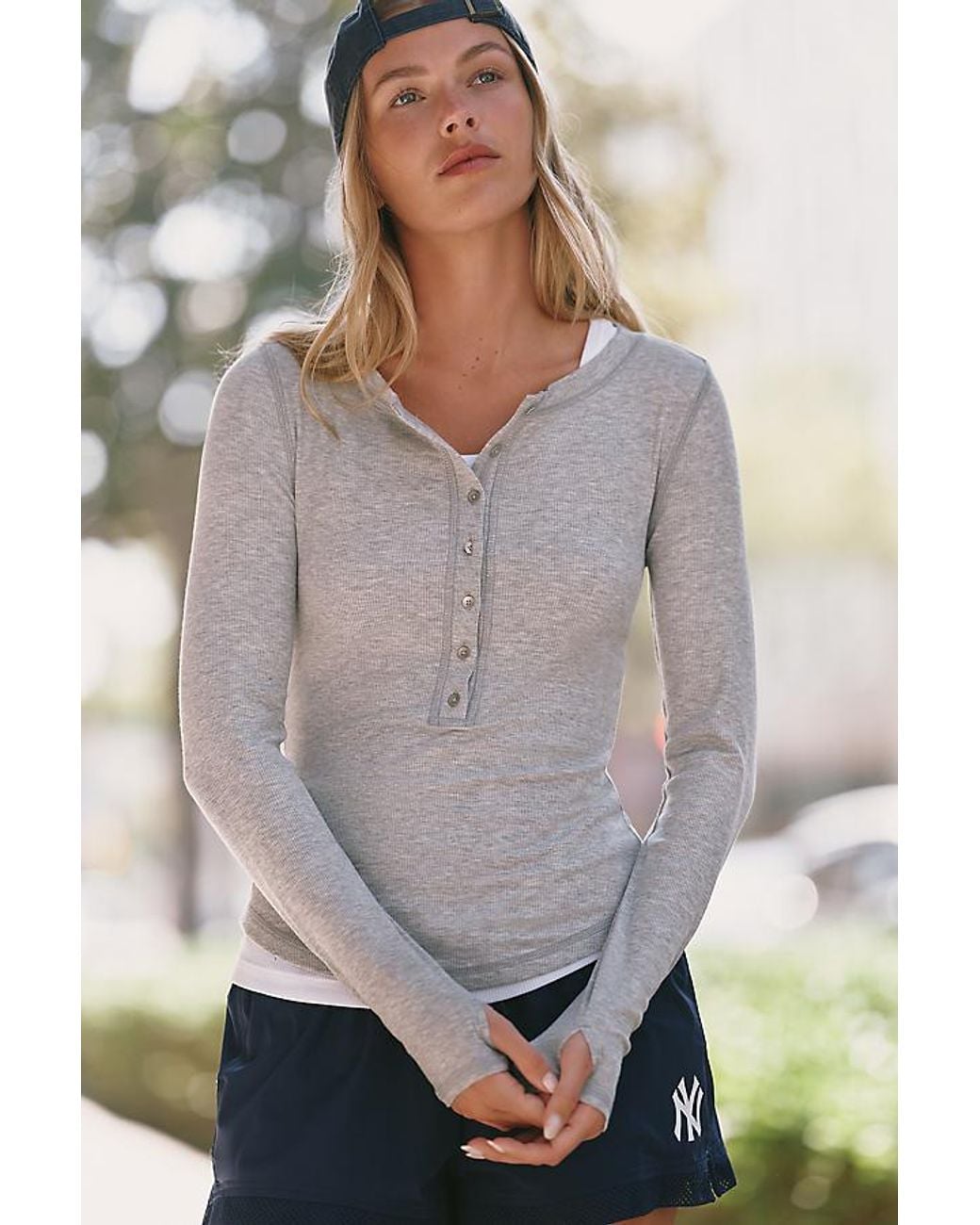 Daily Practice Gray Cloud Ridge Long-Sleeve Henley Top