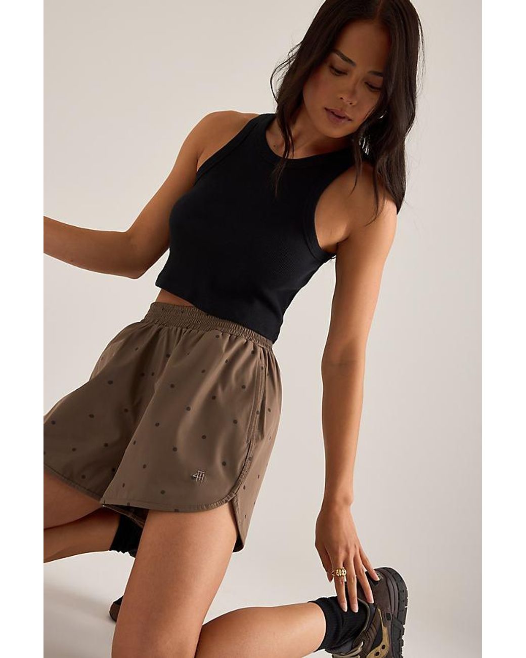 4th & Reckless Black Haven Polka Dot Runner Shorts
