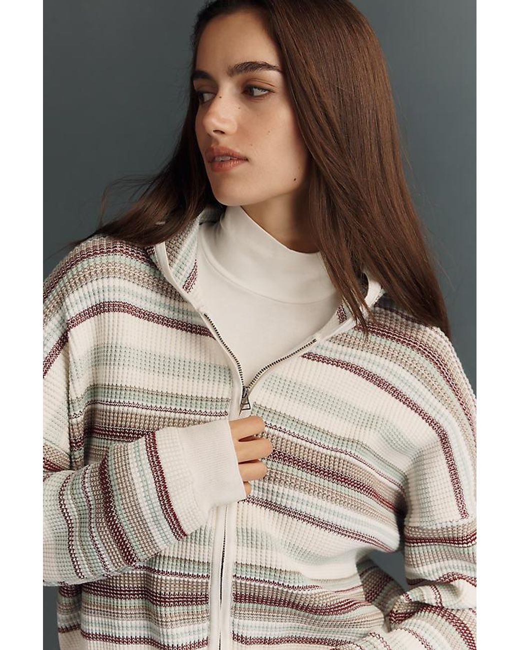 Daily Practice Natural Thermal Zip-Up Cardigan