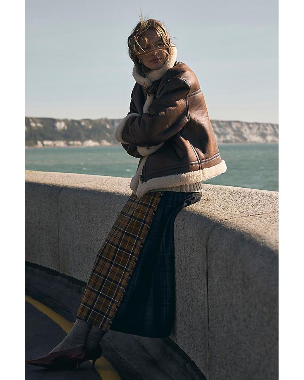 Barbour Gray Hazelwood Tartan Midi Skirt