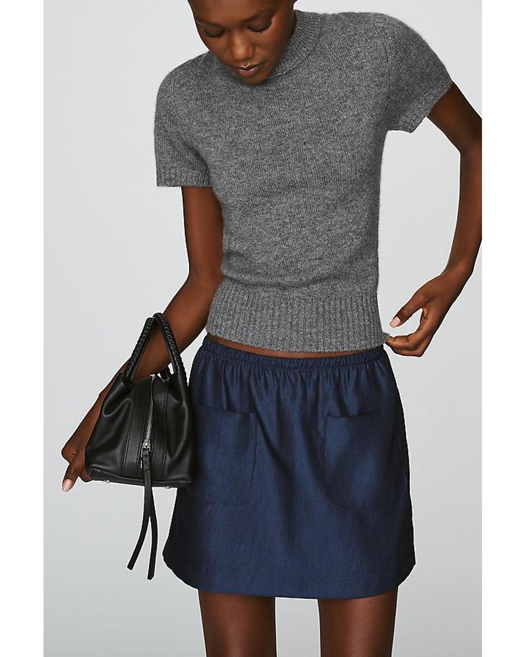 Maeve Gray Pull-On Mini Skirt