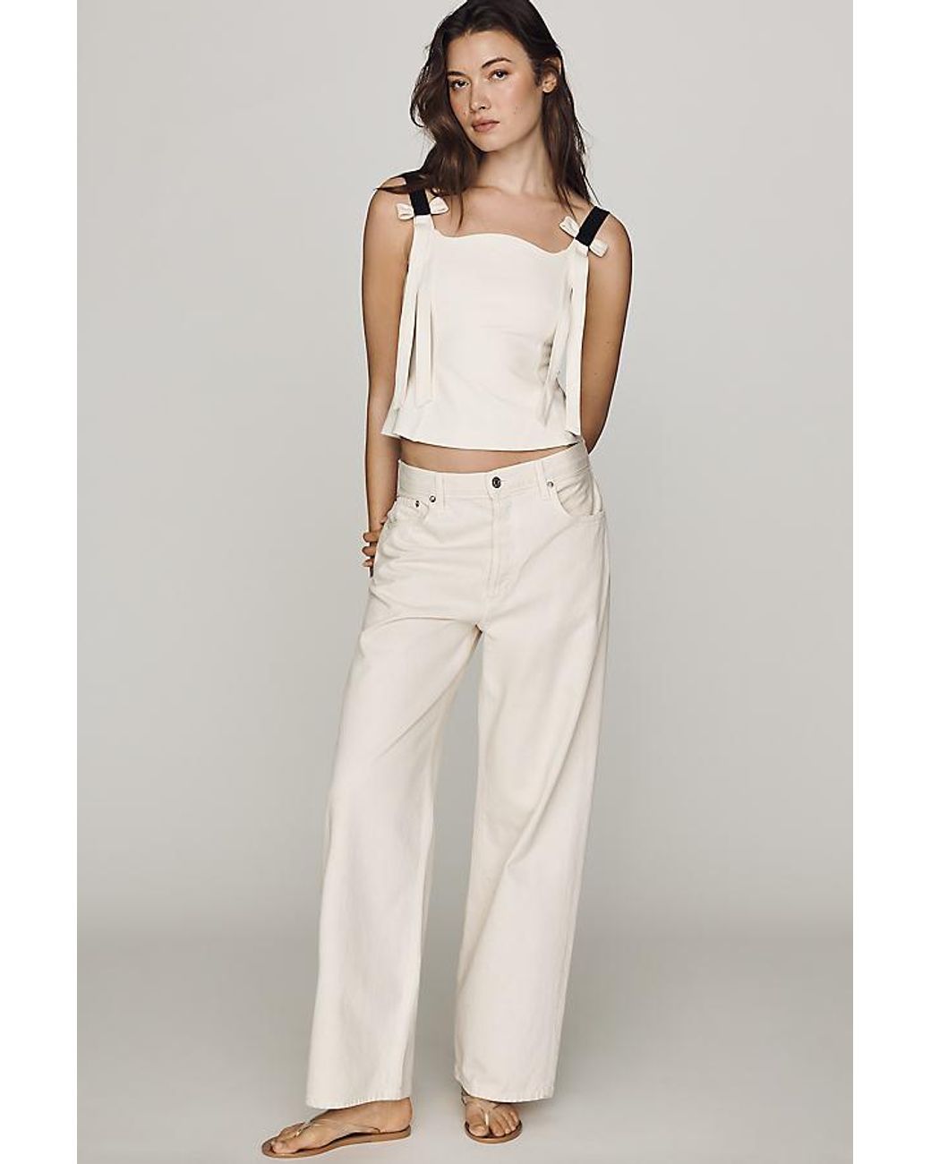 Maeve Natural Bow-Strap Tank Top