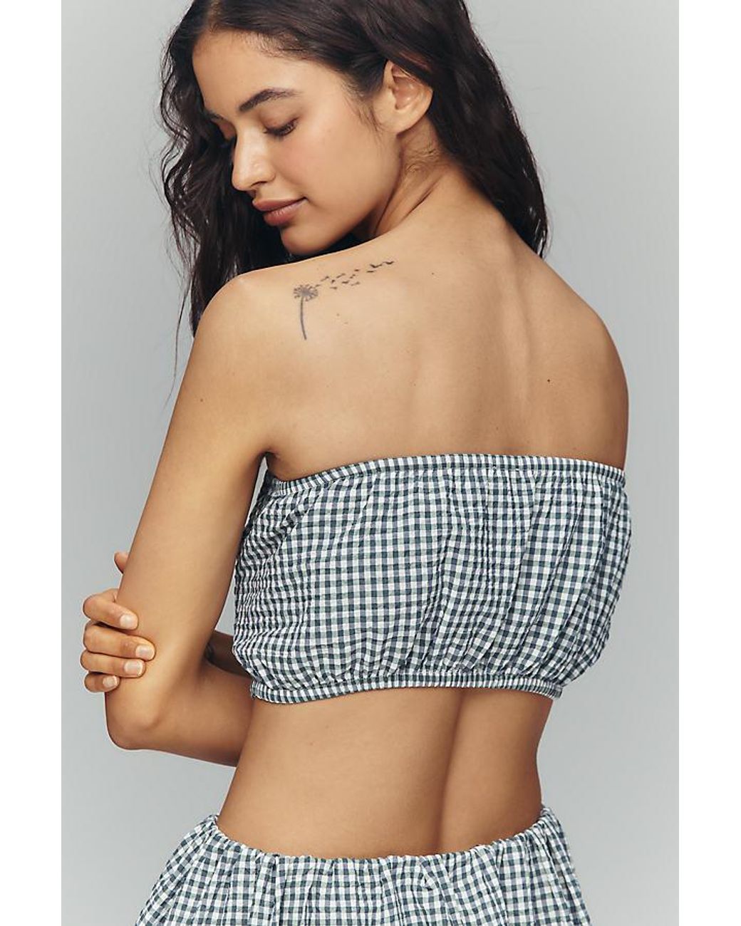 Maeve Blue Gingham Bustier Top