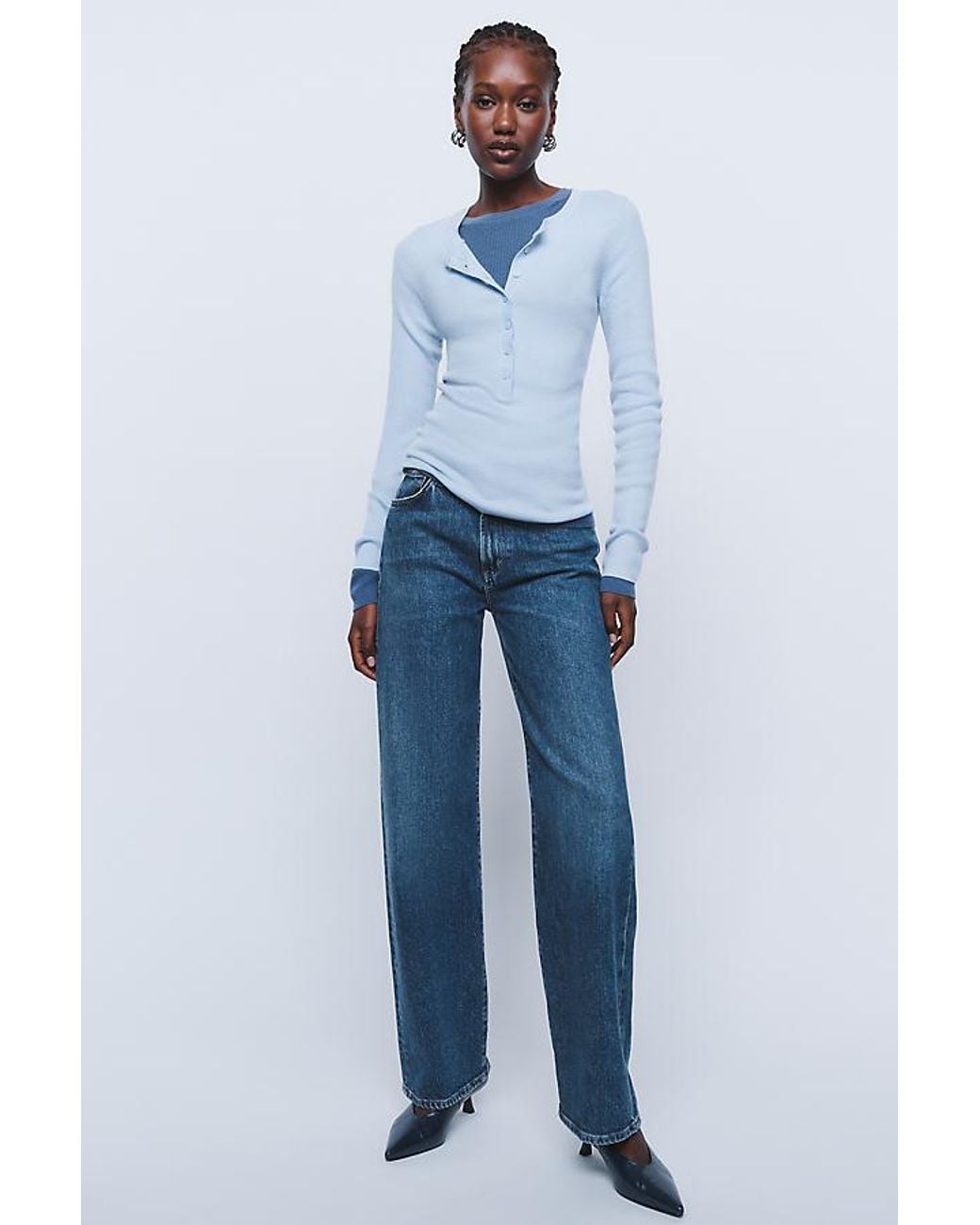 By Anthropologie White 100% Cashmere Henley Top