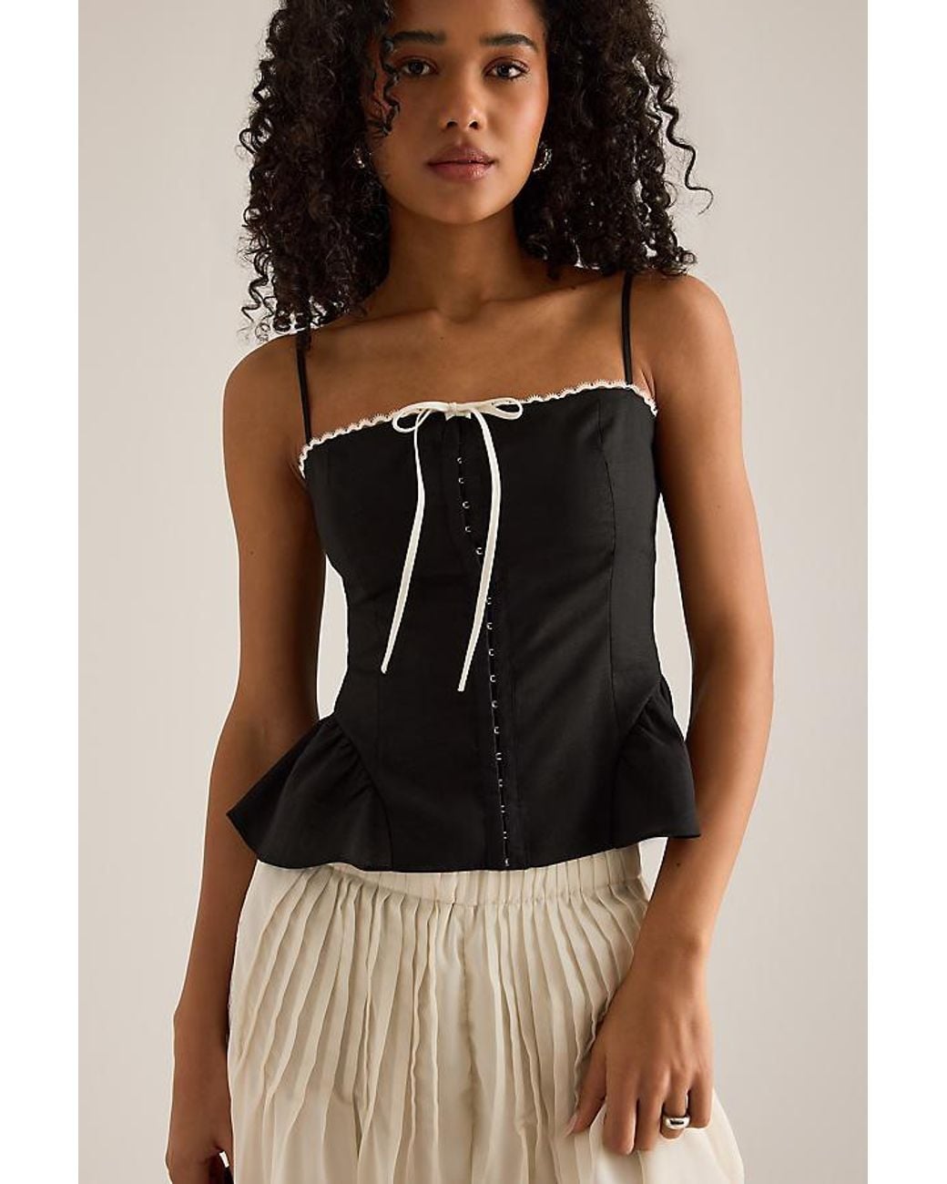 Kitri Black Adrea Linen-Blend Top