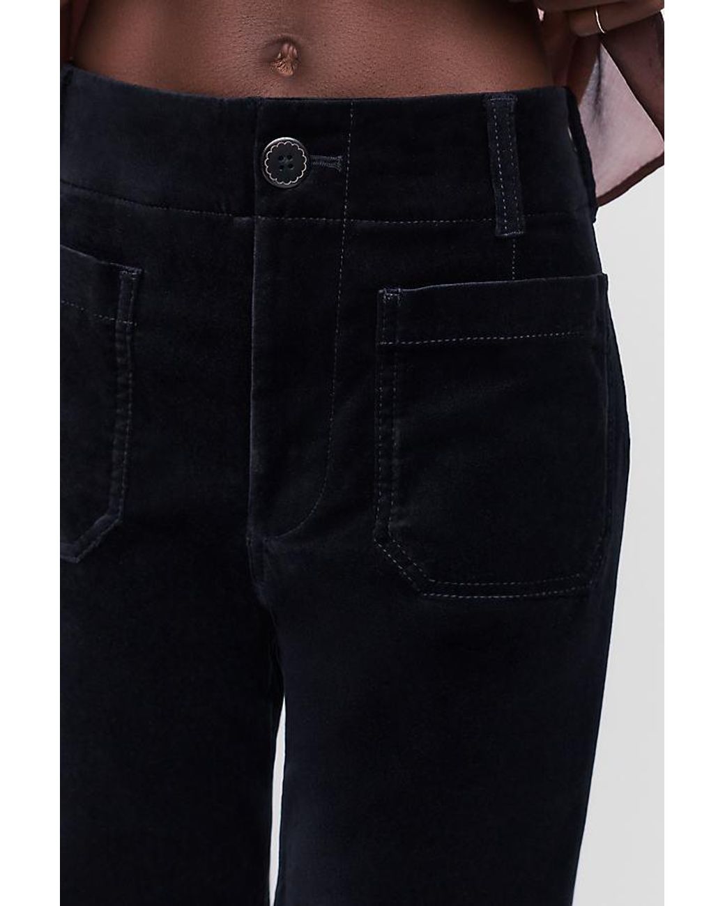 Maeve Blue The Colette Full-Length Velvet Trousers By