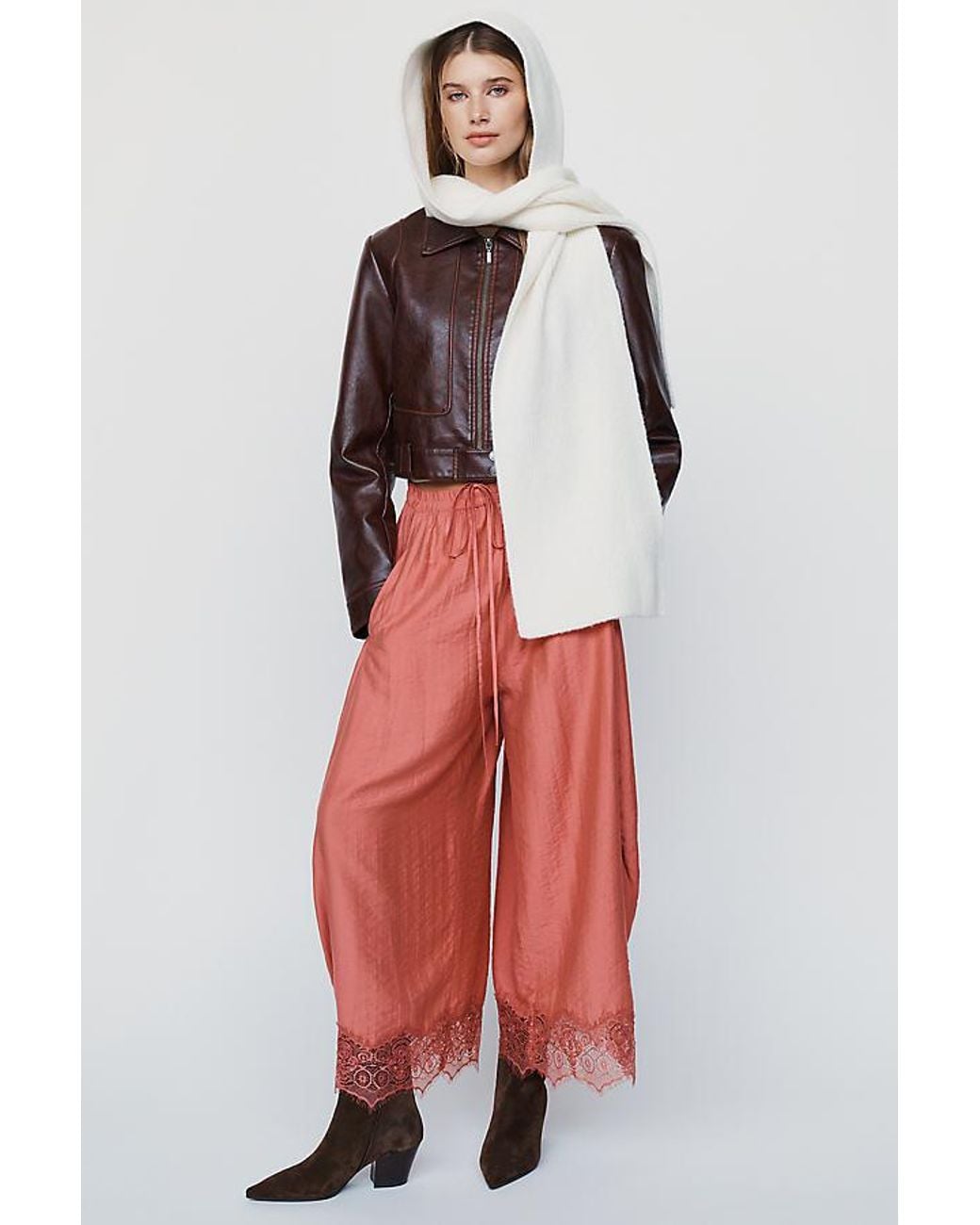 By Anthropologie Natural Long Knit Hood Scarf