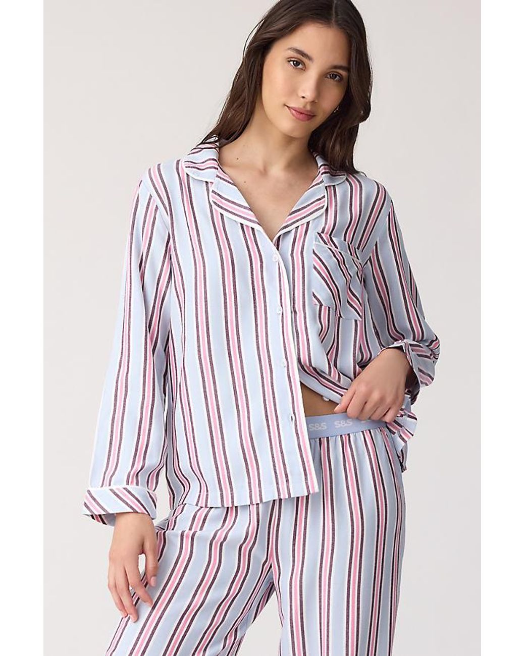 Stripe & Stare Gray Brushed Pyjama Shirt