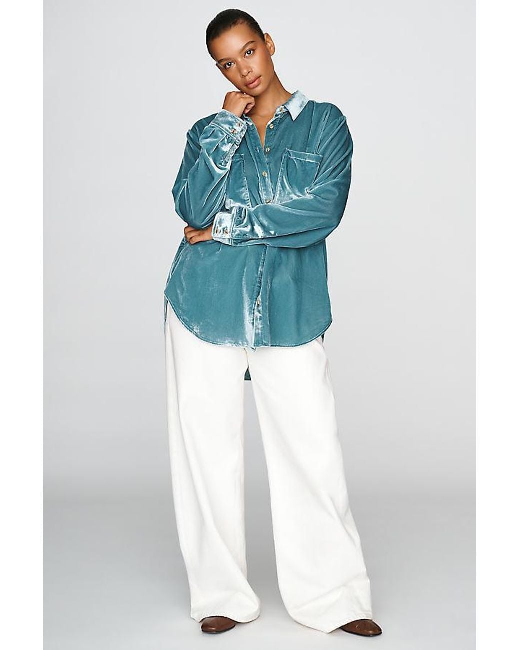 Pilcro Blue The Hadley Relaxed Buttondown Shirt By Velvet Edition
