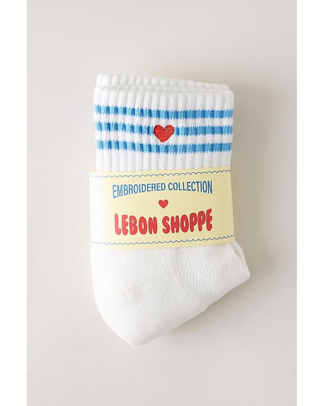 LE BON SHOPPE Blue Heart Stripe Socks