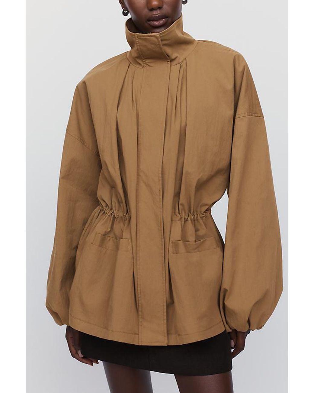 By Anthropologie Natural Funnel-Neck Cinched Jacket