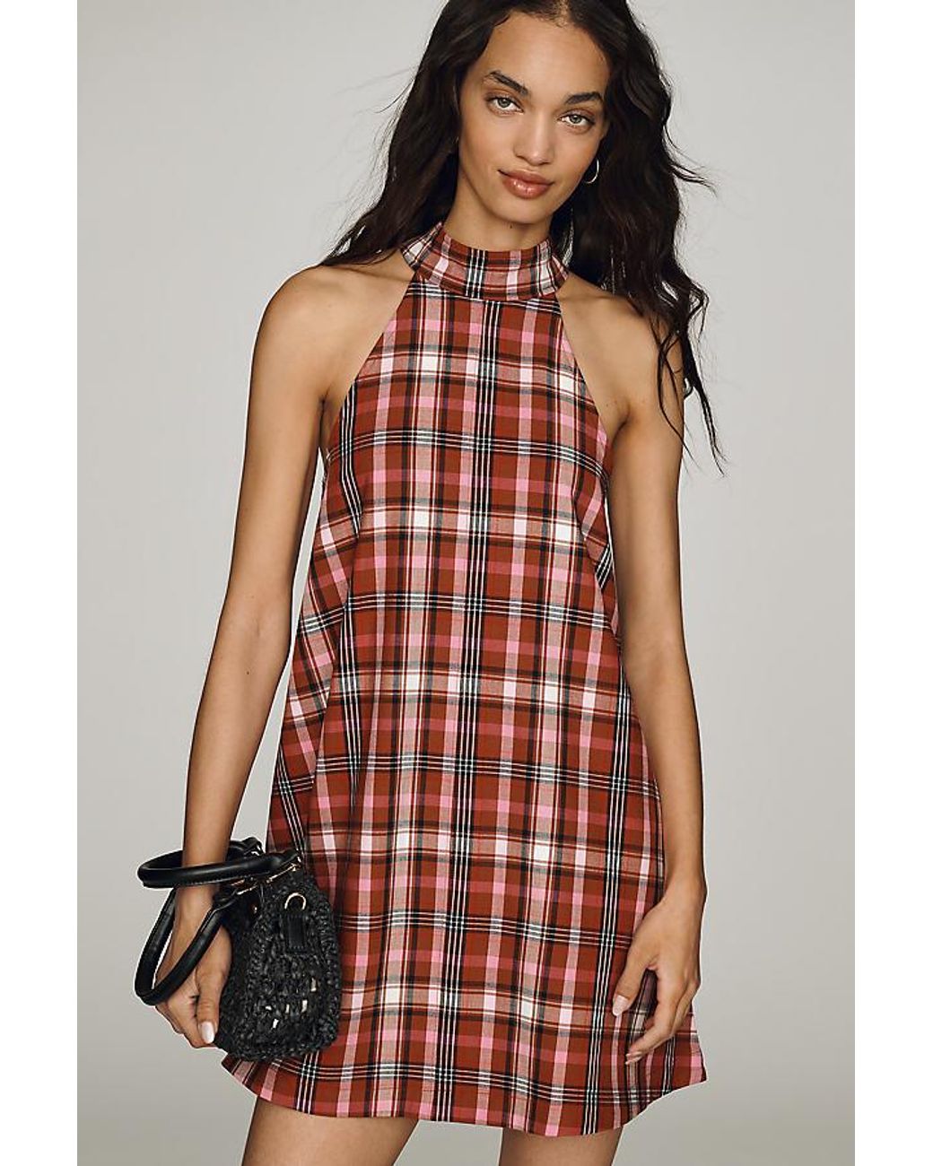 Maeve Red Keiko Halter Mini Dress