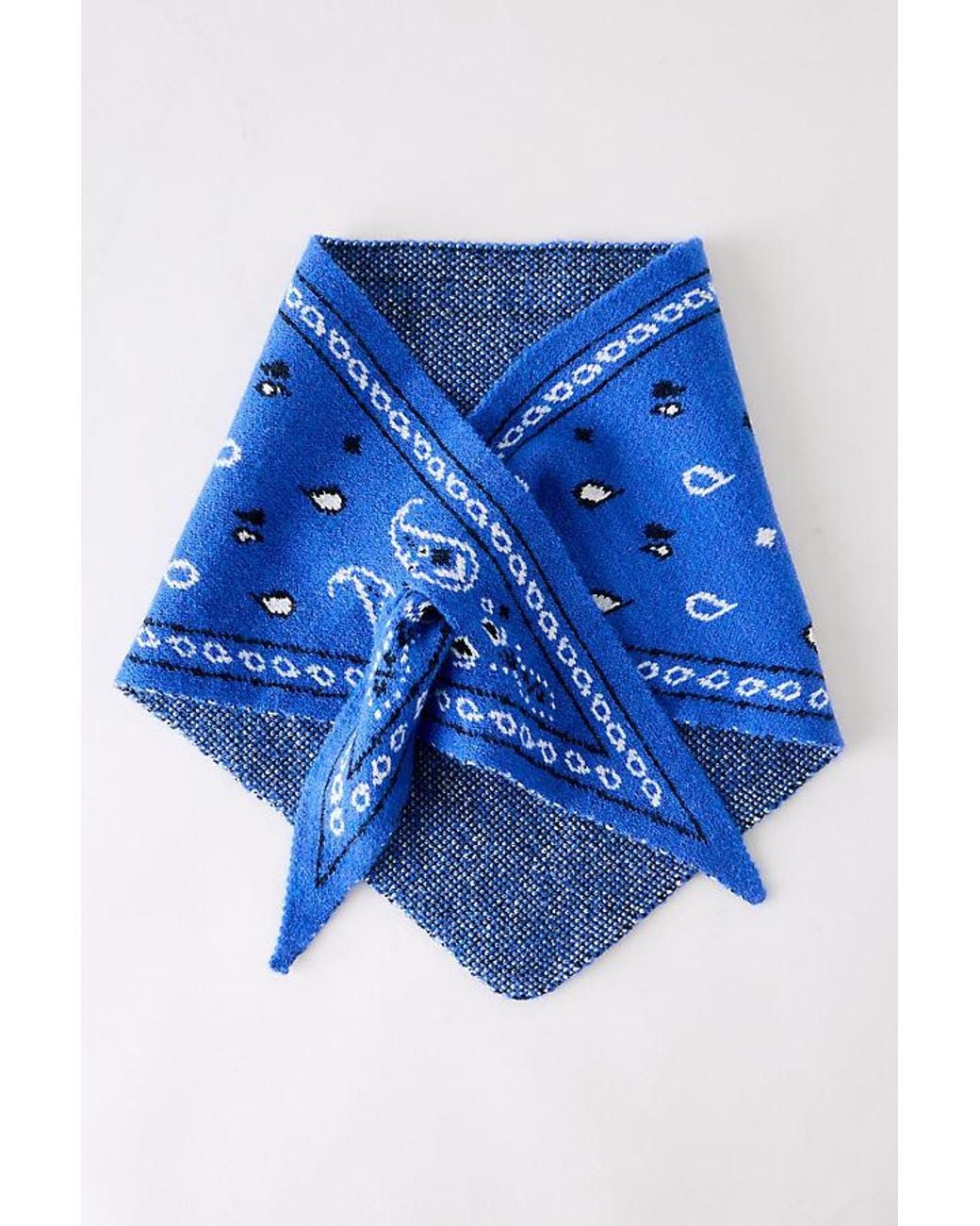 By Anthropologie Blue Knitted Triangle Bandana Headscarf