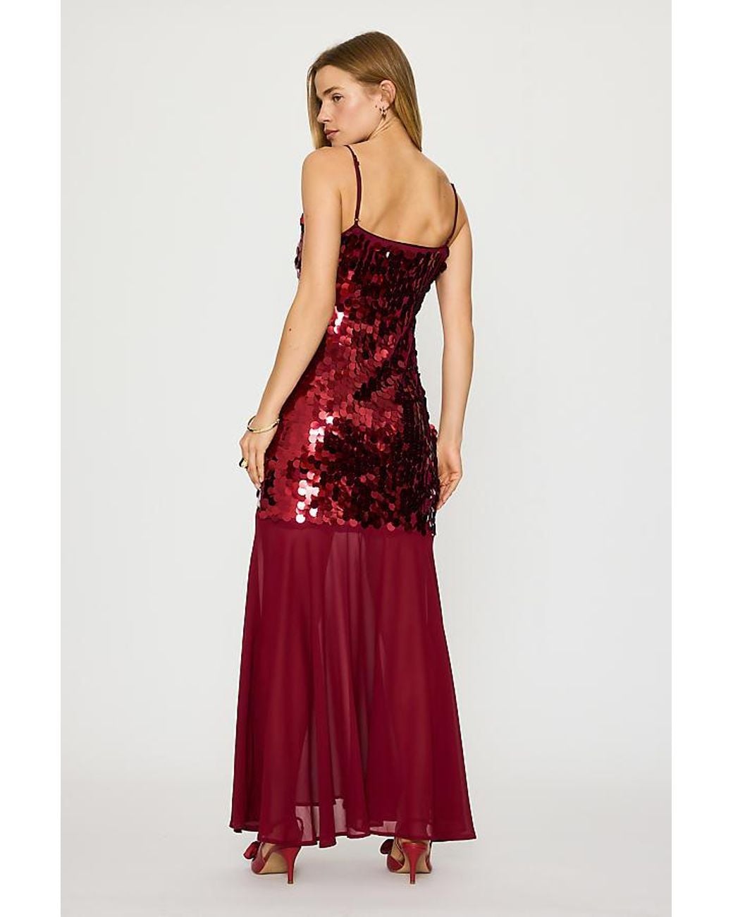 Never Fully Dressed Red Sleeveless Sequin Maxi Dress