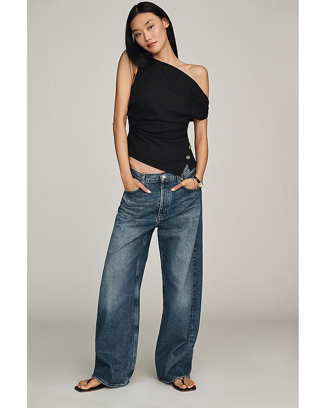 By Anthropologie Black Off-Shoulder Top