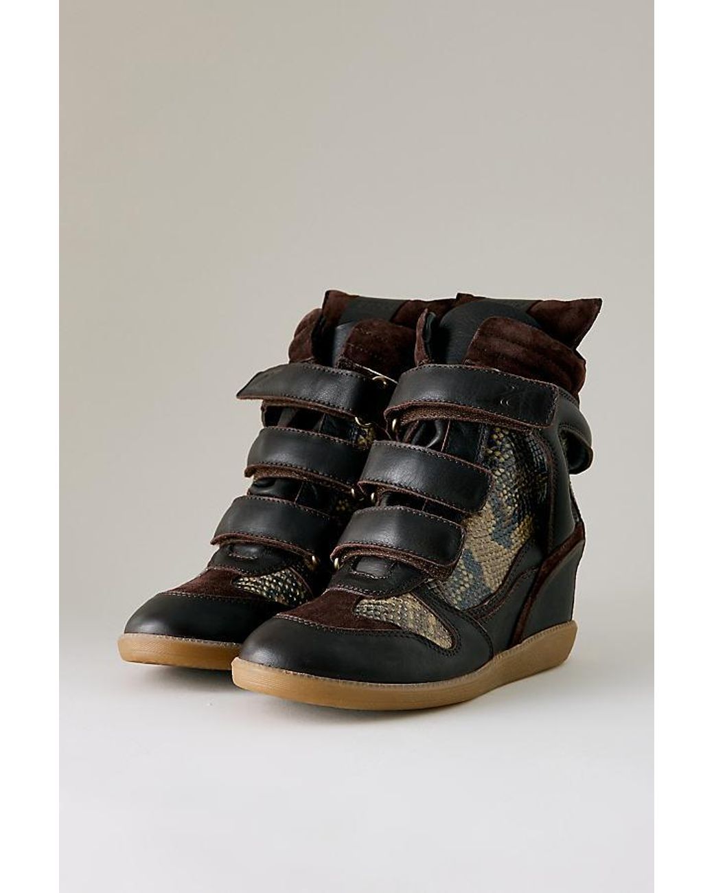 Bronx Black Jaeyy Snake Print Wedge Trainers