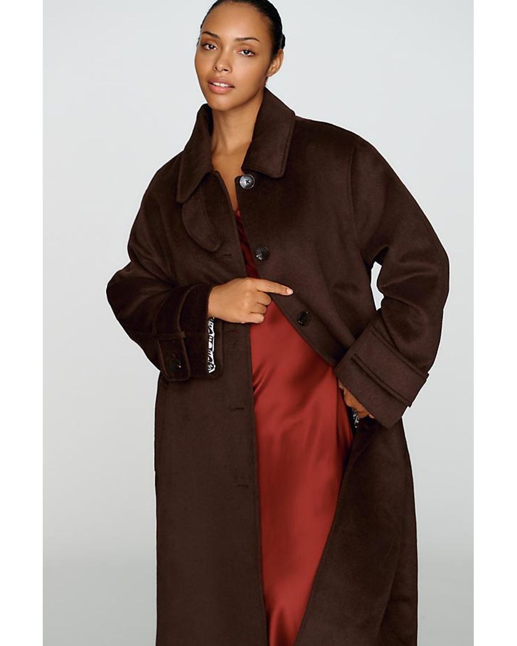 Maeve Blue Wool-Blend Balmacaan Coat