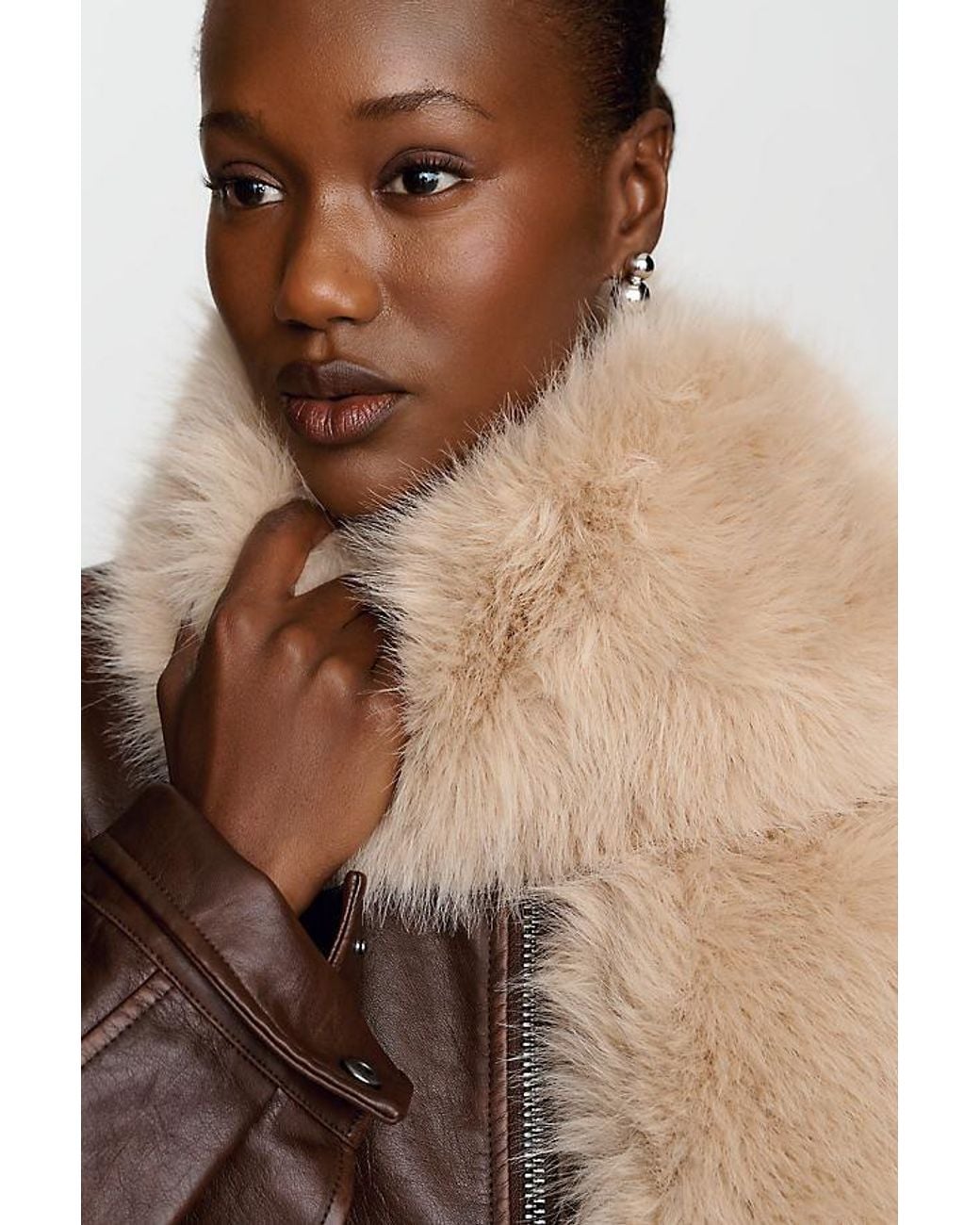By Anthropologie Natural Faux-Fur Scarf