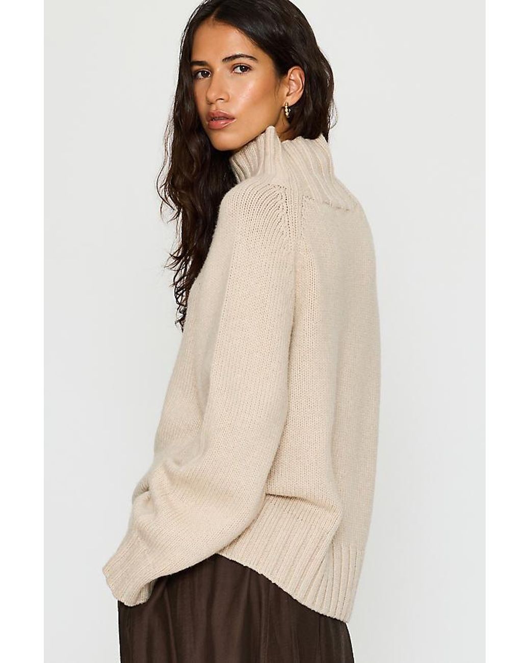 Pilcro Gray Funnel Neck Wool Cashmere Jumper