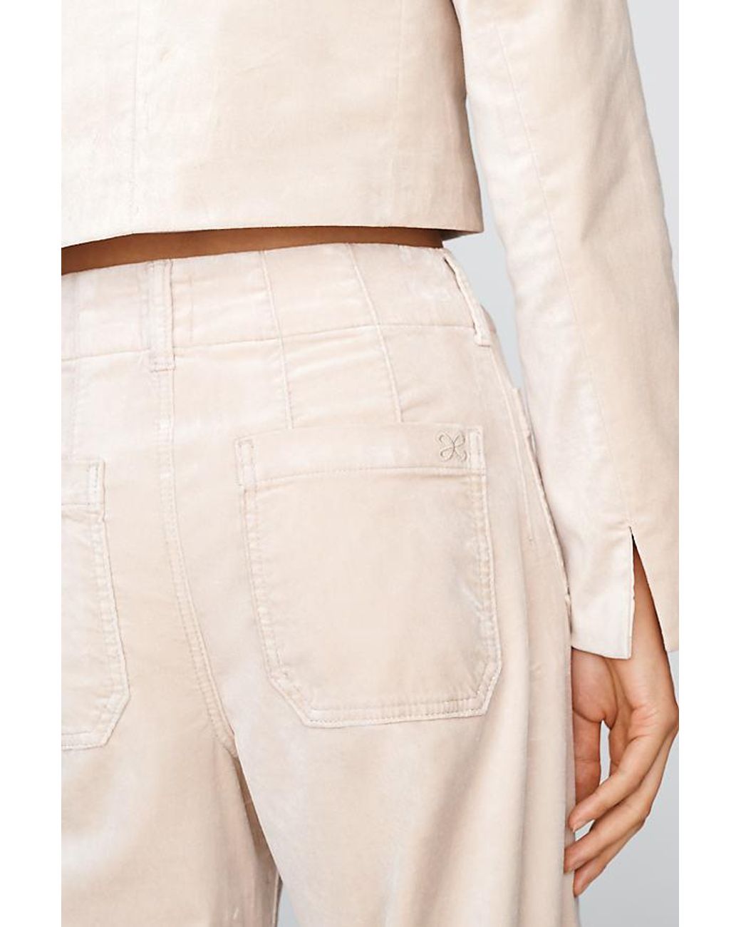 Maeve Natural The Colette Full-Length Velvet Trousers By