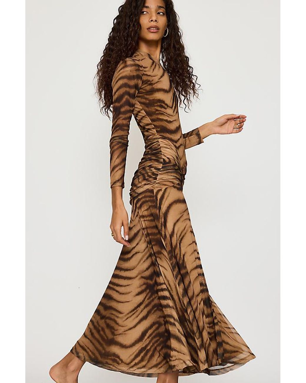 Bardot Brown Lea Printed Mesh Maxi Dress