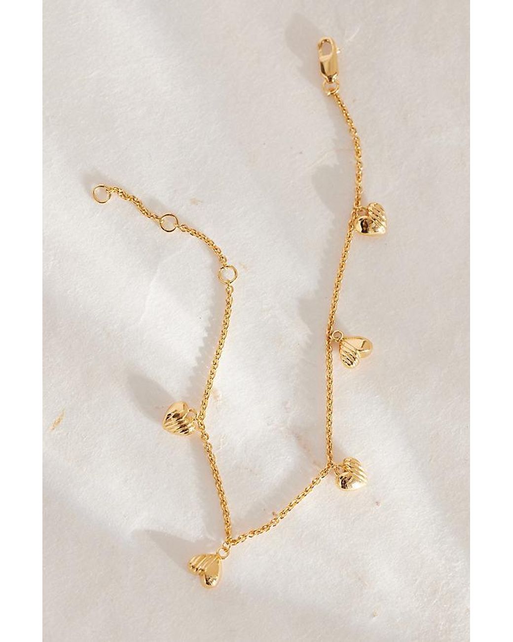 Rachel Jackson Natural Plated Untamed Deco Hearts Charm Bracelet